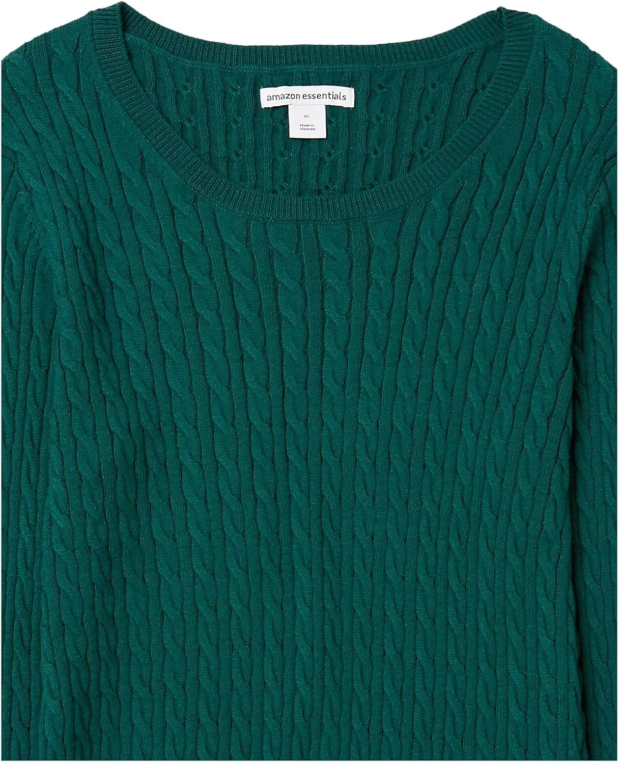 image:imageAmazon Essentials Womens Lightweight Cable Knit Long Sleeve SweaterEvergreen