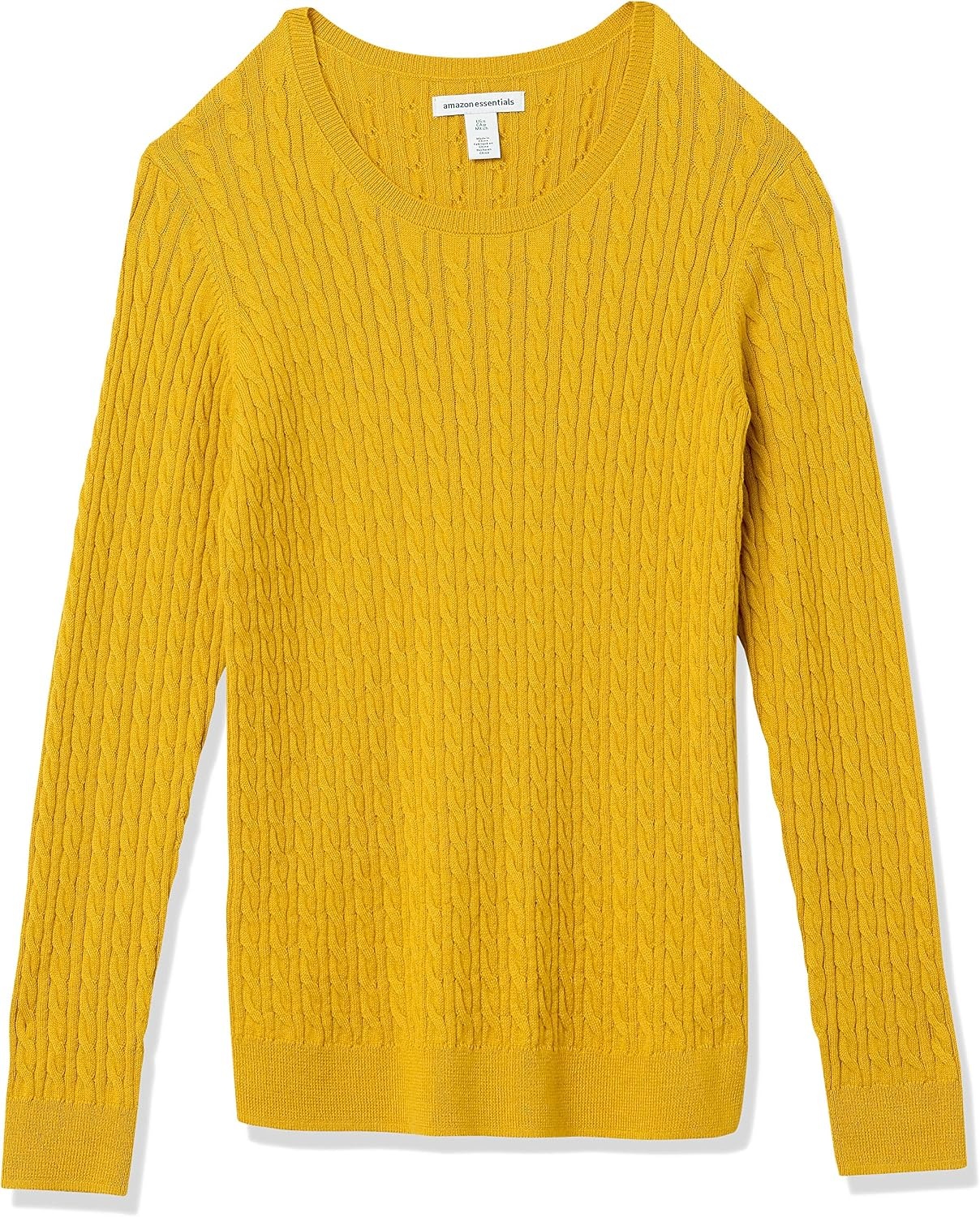 image:imageAmazon Essentials Womens Lightweight Cable Knit Long Sleeve SweaterGold