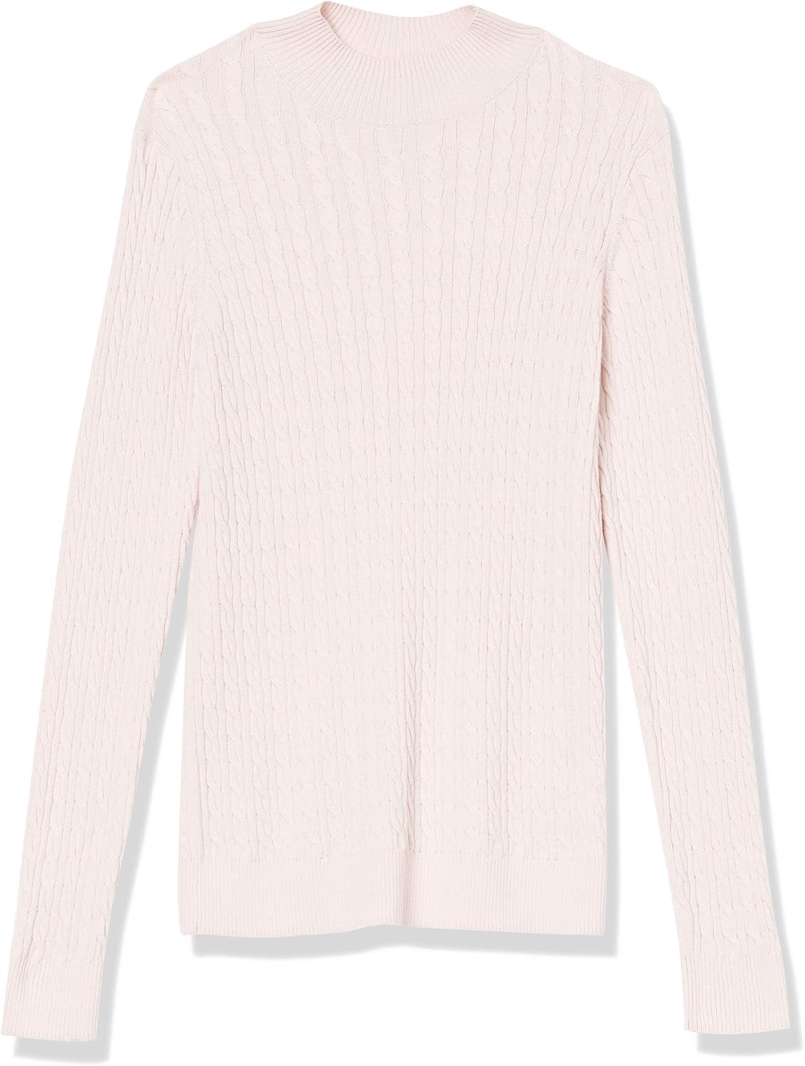 image:imageAmazon Essentials Womens Lightweight Cable Knit Long Sleeve SweaterLight Pink