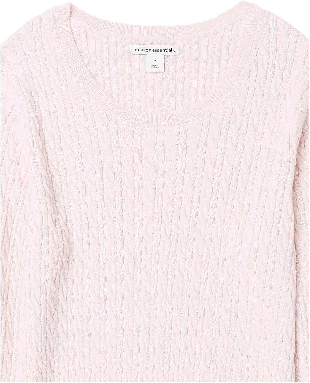 image:imageAmazon Essentials Womens Lightweight Cable Knit Long Sleeve SweaterLight Pink