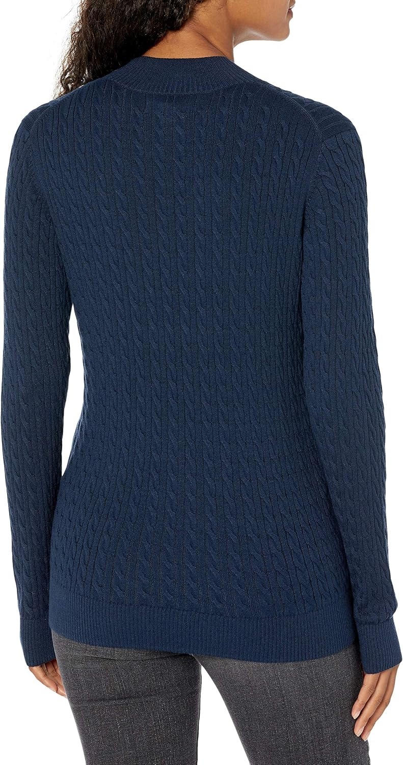 image:imageAmazon Essentials Womens Lightweight Cable Knit Long Sleeve SweaterNavy
