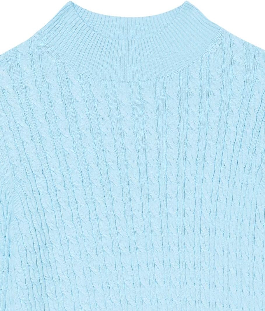 image:imageAmazon Essentials Womens Lightweight Cable Knit Long Sleeve SweaterSky Blue