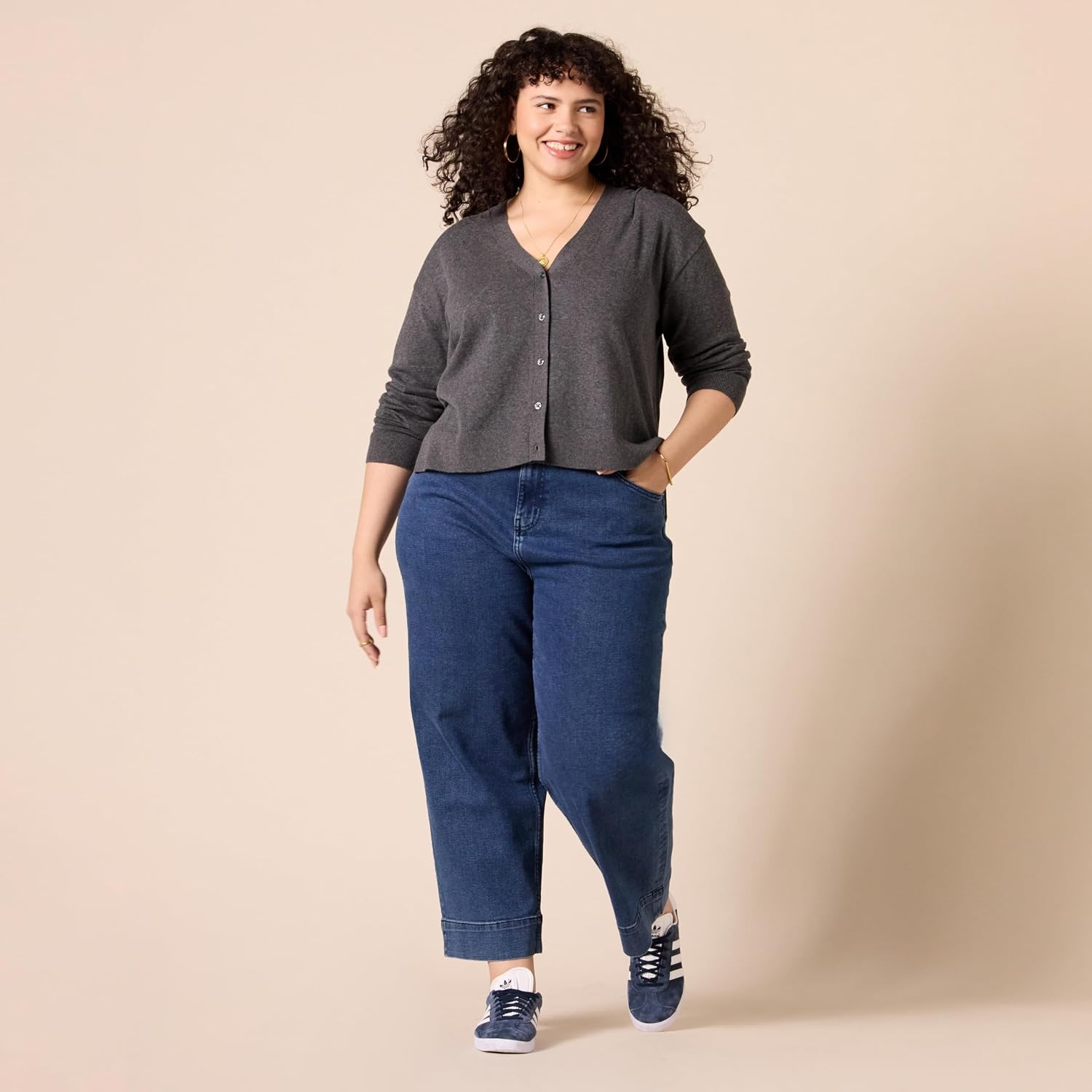 image:imageAmazon Essentials Womens Lightweight Cardigan SweaterCharcoal Heather