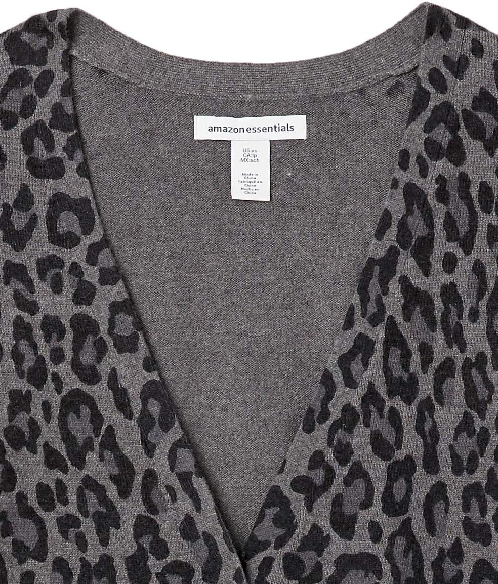 image:imageAmazon Essentials Womens Lightweight Cardigan SweaterCharcoal Heather Animal
