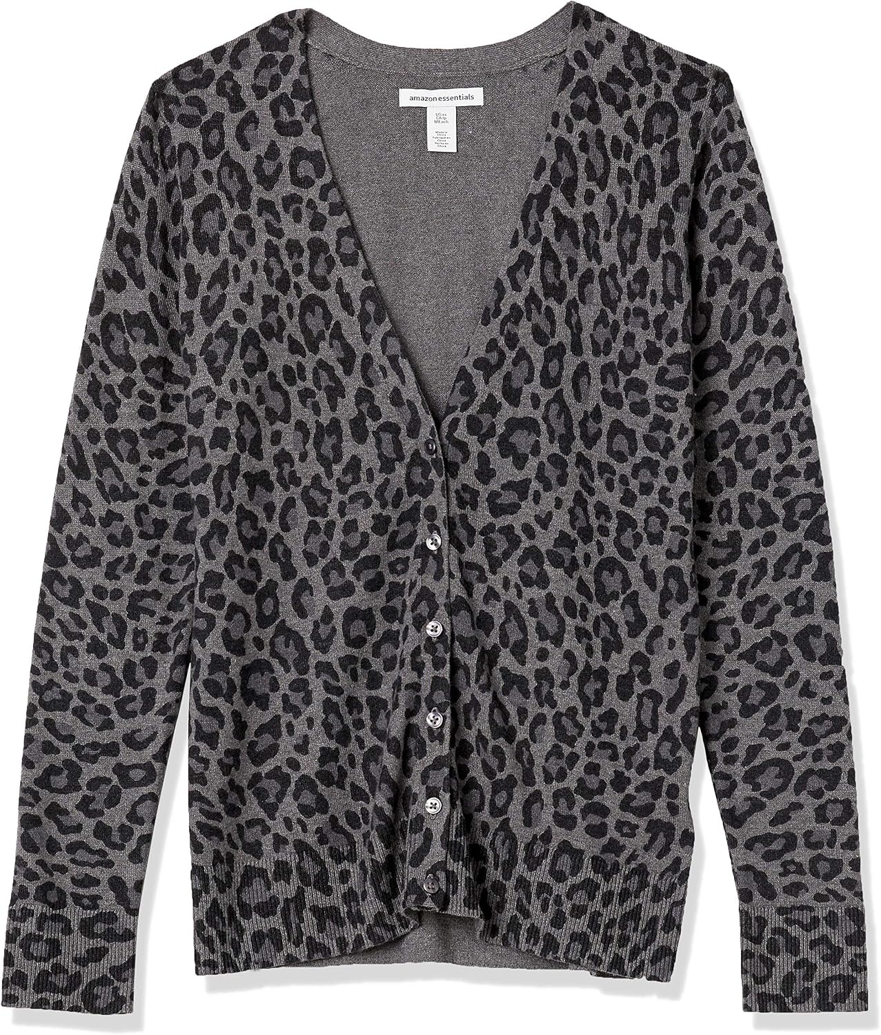 image:imageAmazon Essentials Womens Lightweight Cardigan SweaterCharcoal Heather Animal