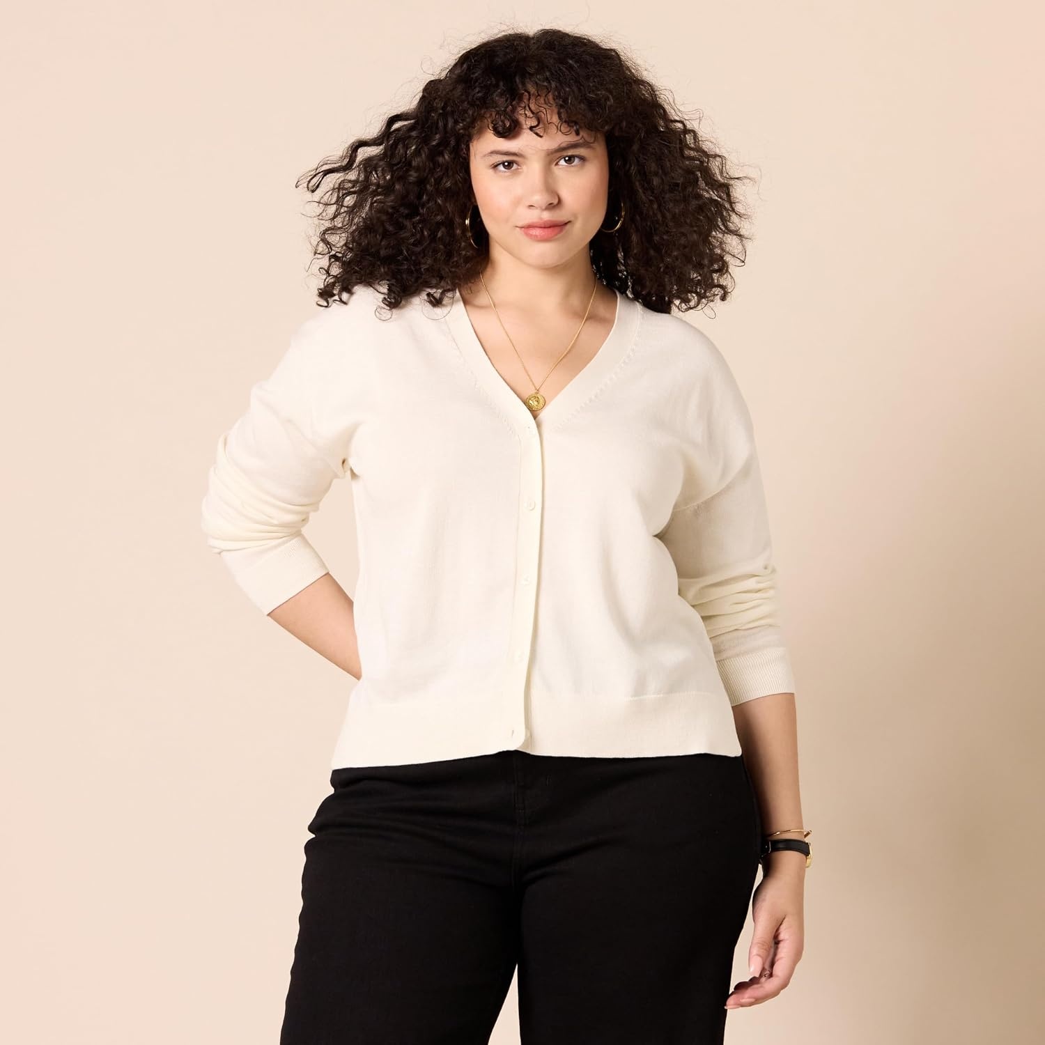 image:imageAmazon Essentials Womens Lightweight Cardigan SweaterEggshell White