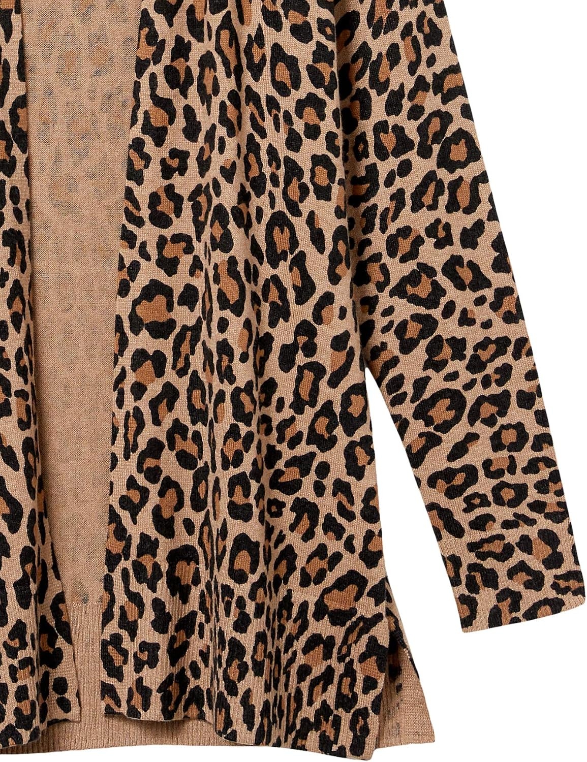 image:imageAmazon Essentials Womens Lightweight LongSleeve OpenFront Long Cardigan Sweater Regular FitCamel Leopard