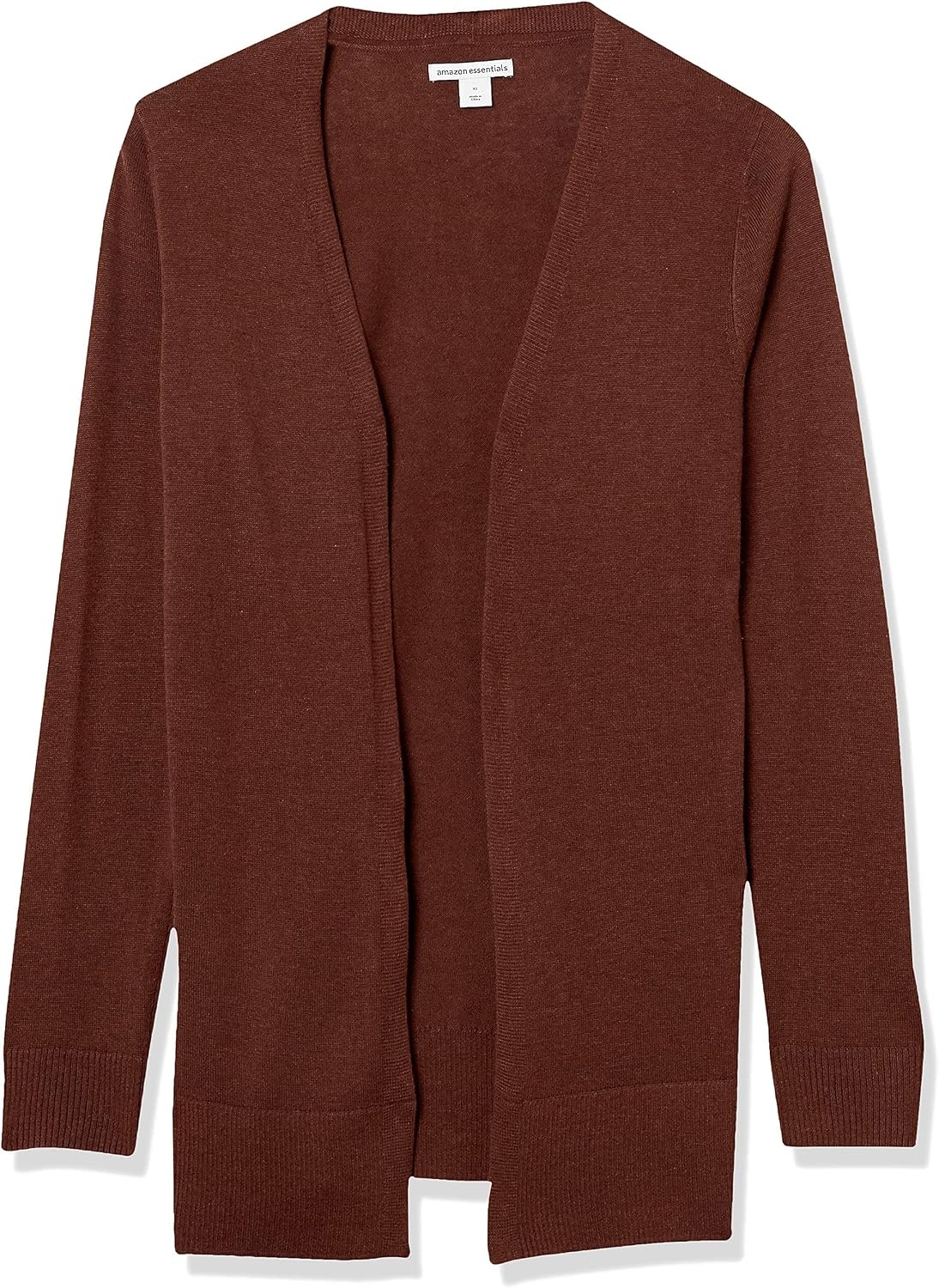 image:imageAmazon Essentials Womens Lightweight LongSleeve OpenFront Long Cardigan Sweater Regular FitDark Chestnut Brown Heather