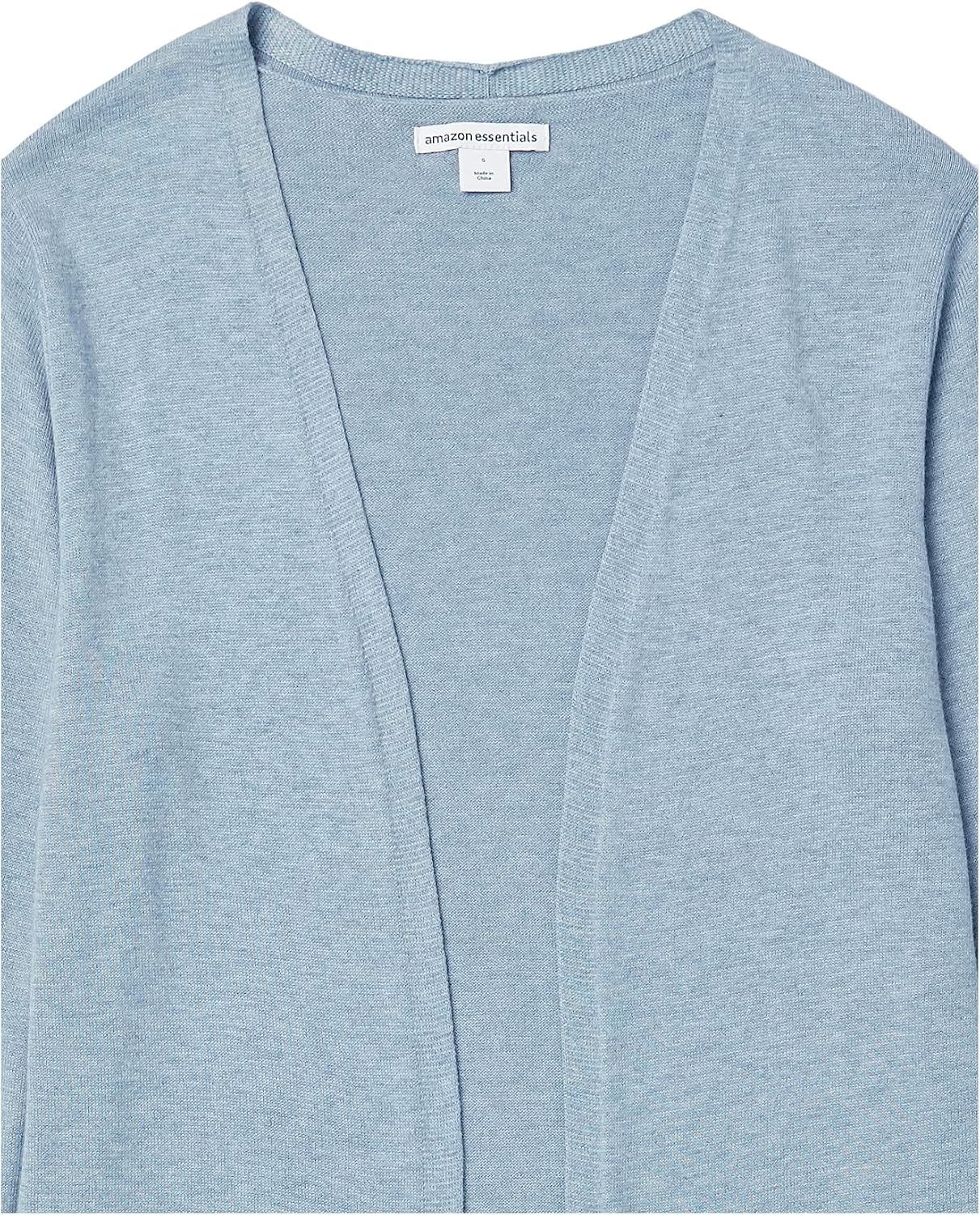 image:imageAmazon Essentials Womens Lightweight LongSleeve OpenFront Long Cardigan Sweater Regular FitIndigo Blue Heather