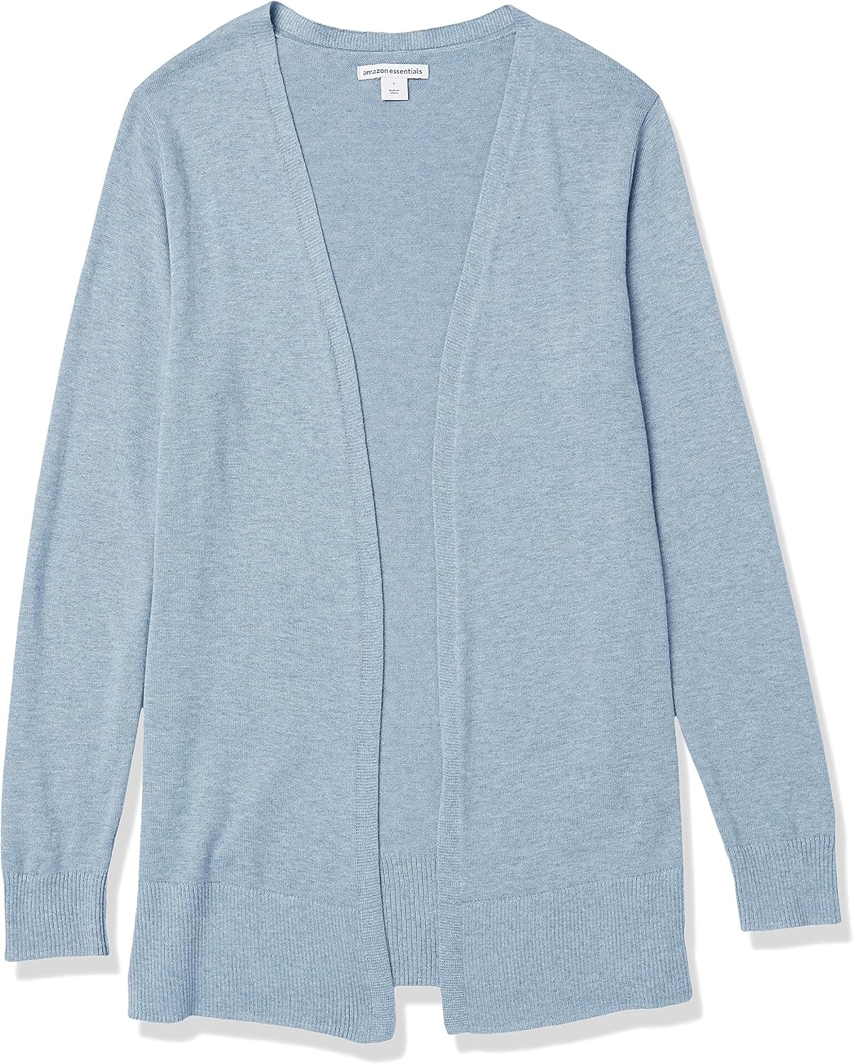 image:imageAmazon Essentials Womens Lightweight LongSleeve OpenFront Long Cardigan Sweater Regular FitIndigo Blue Heather
