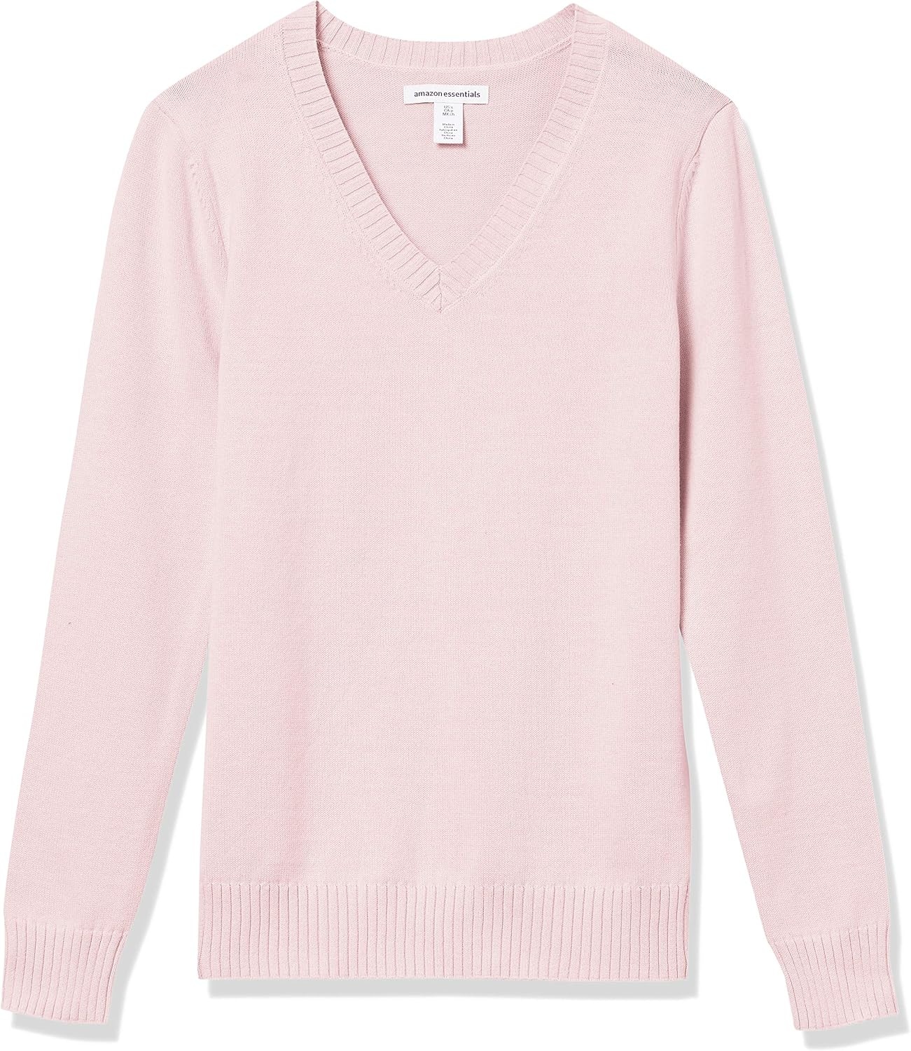 image:imageAmazon Essentials Womens Lightweight LongSleeve VNeck Cotton SweaterLight Pink