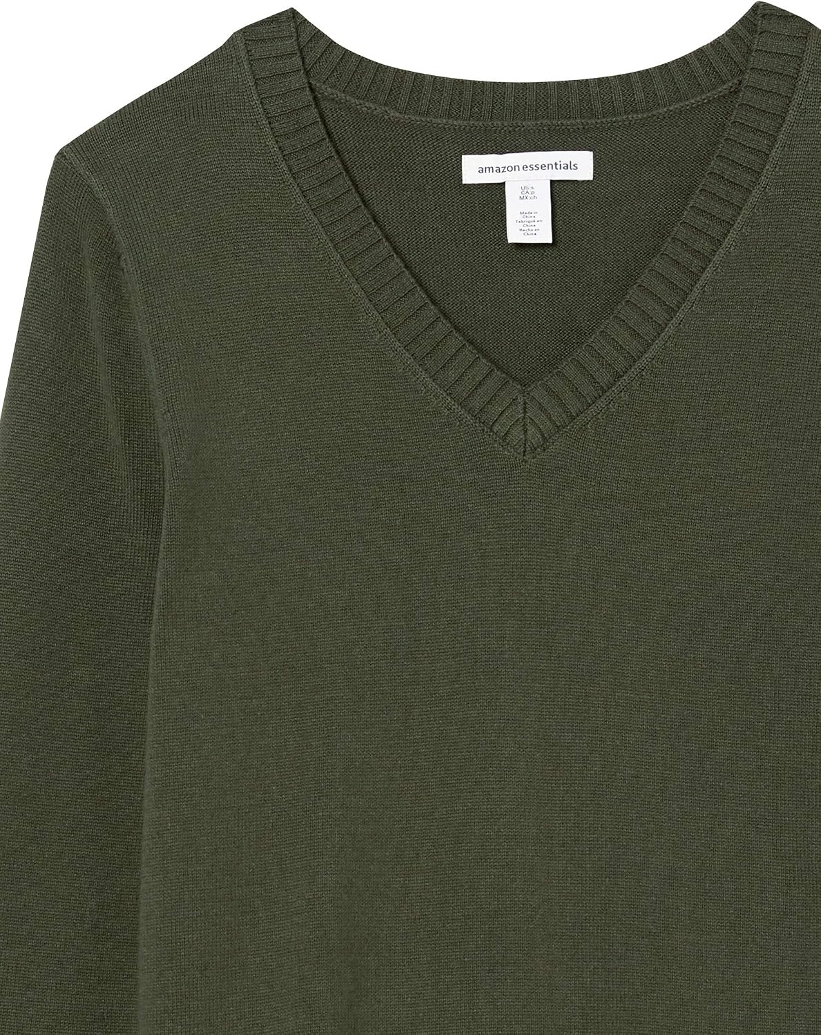 image:imageAmazon Essentials Womens Lightweight LongSleeve VNeck Cotton SweaterOlive