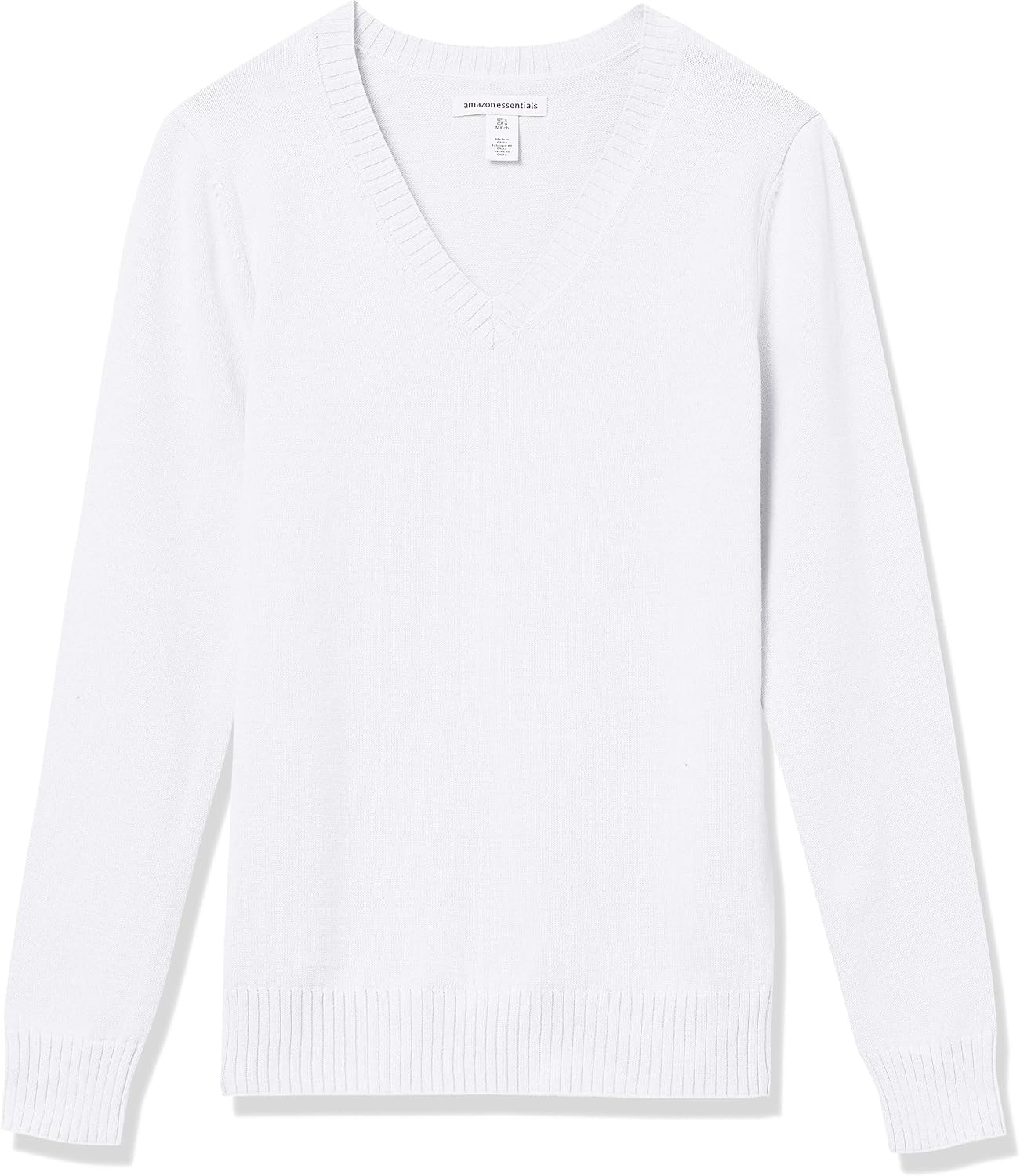 image:imageAmazon Essentials Womens Lightweight LongSleeve VNeck Cotton SweaterWhite