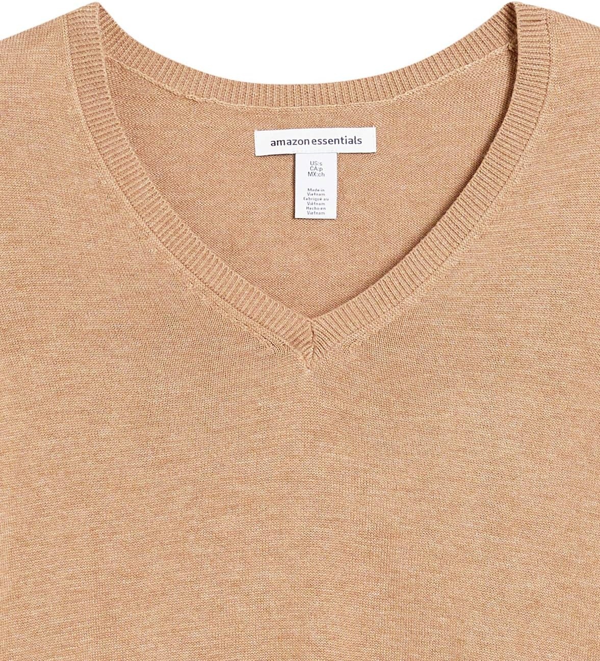 image:imageAmazon Essentials Womens Lightweight LongSleeve VNeck SweaterCamel Heather