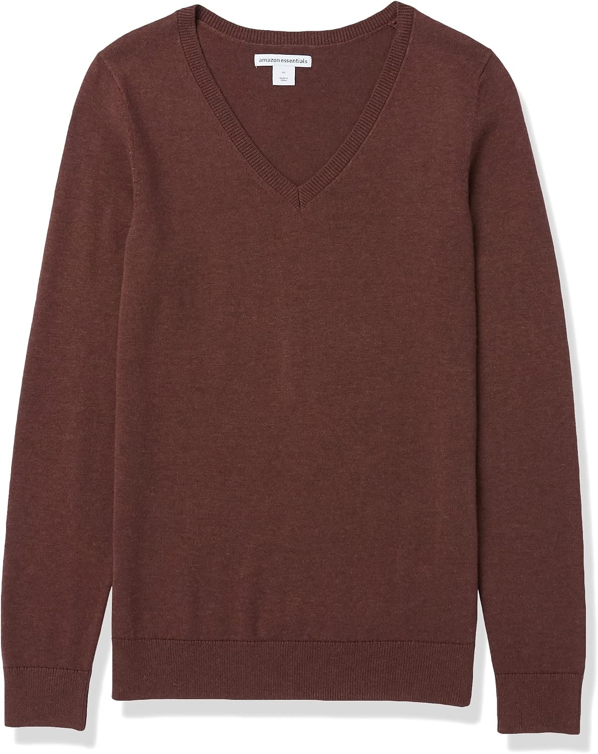 image:imageAmazon Essentials Womens Lightweight LongSleeve VNeck SweaterDark Chestnut Brown Heather