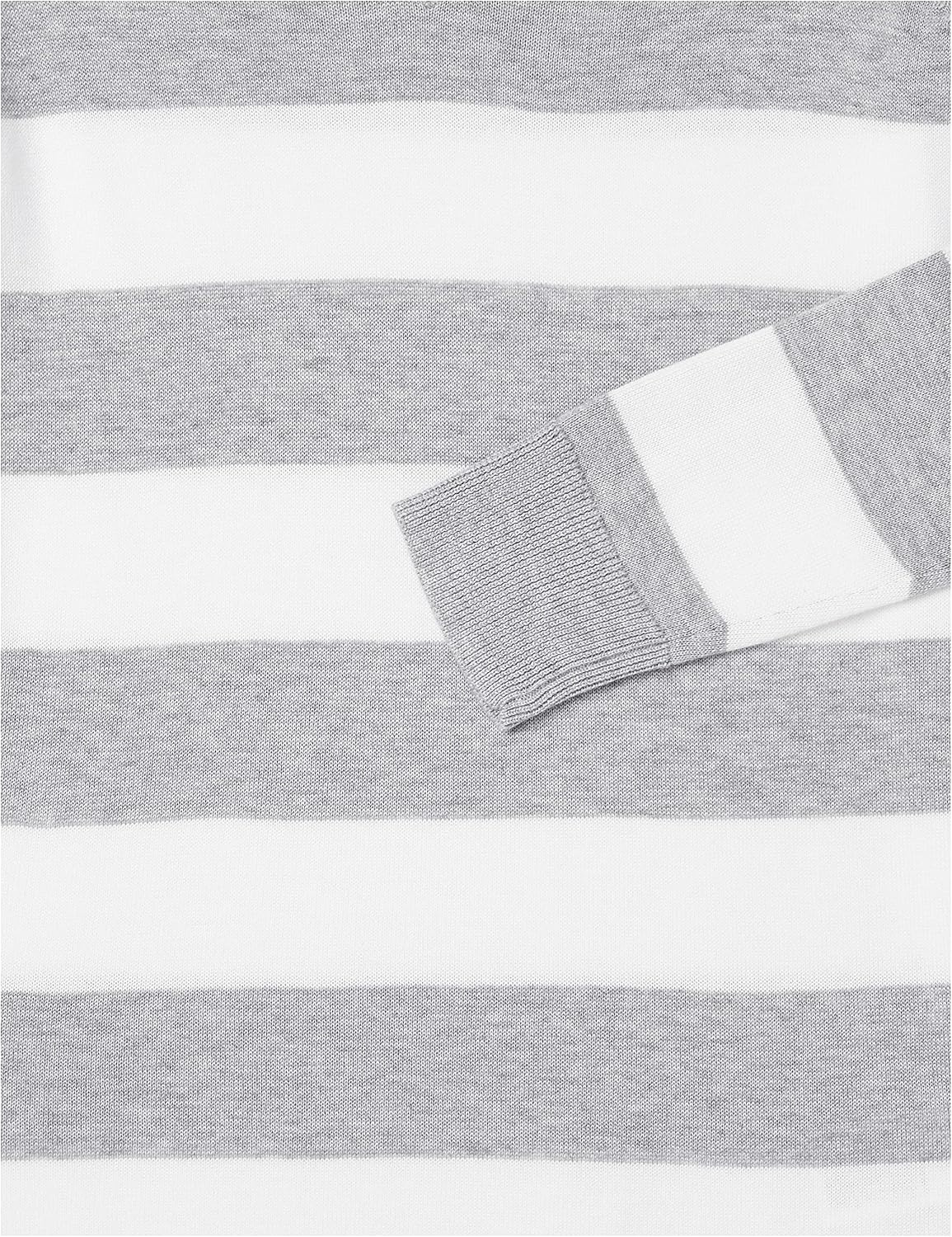image:imageAmazon Essentials Womens Lightweight LongSleeve VNeck SweaterLight Grey Heather White Rugby Stripe