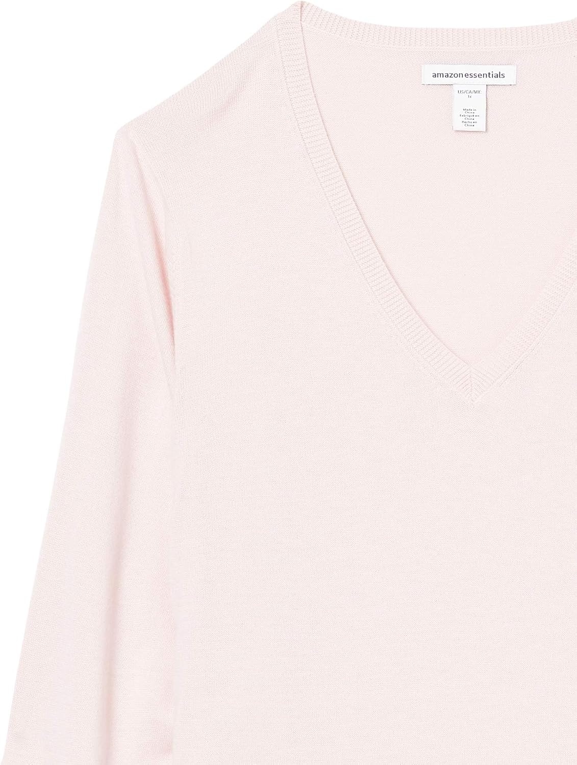 image:imageAmazon Essentials Womens Lightweight LongSleeve VNeck SweaterLight Pink