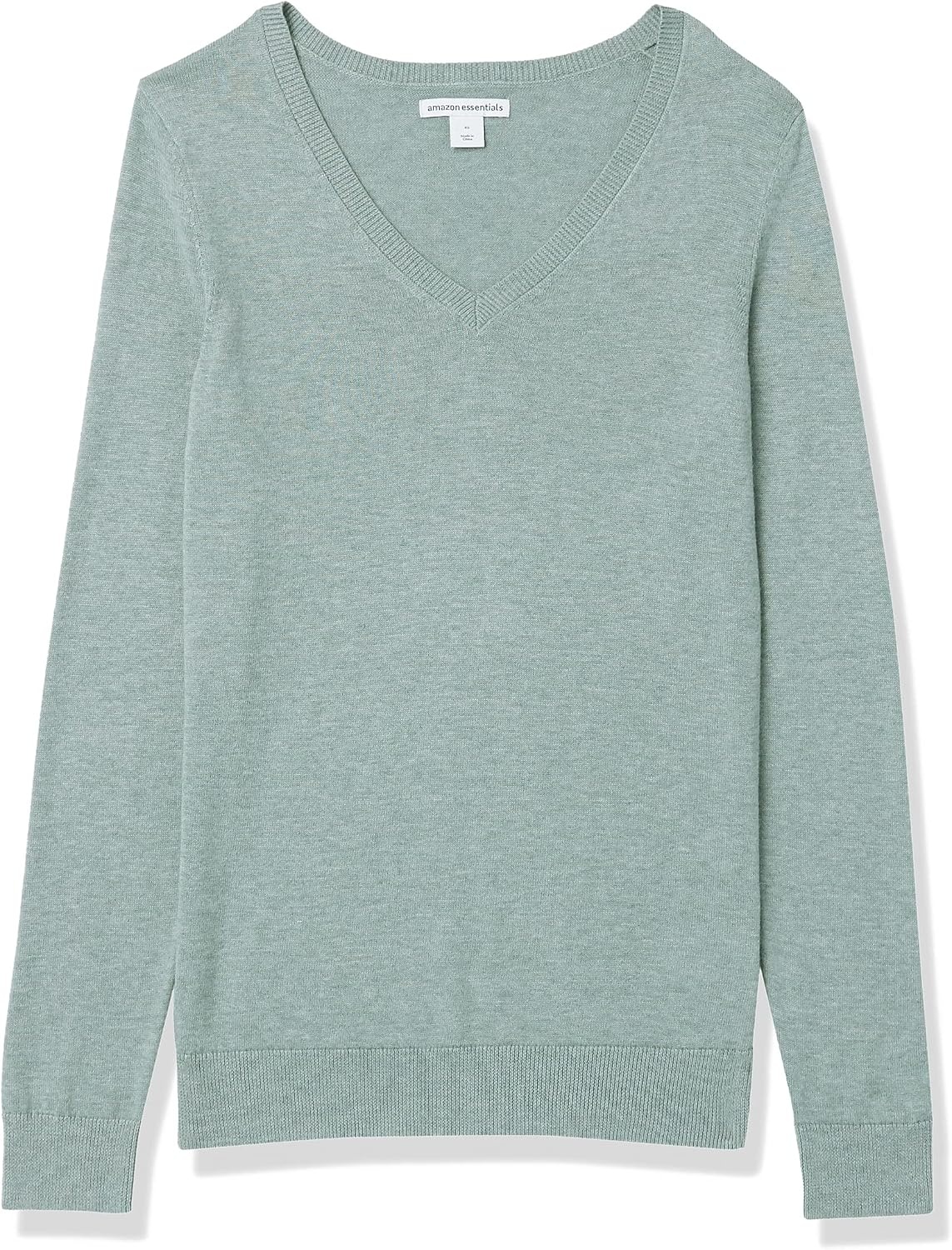 image:imageAmazon Essentials Womens Lightweight LongSleeve VNeck SweaterSage Green Heather