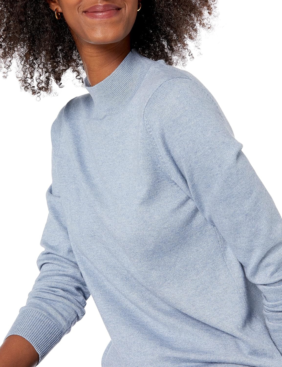 image:imageAmazon Essentials Womens Lightweight Mock Neck Pullover Sweater Regular Fit Available in Plus SizeIndigo Blue Heather