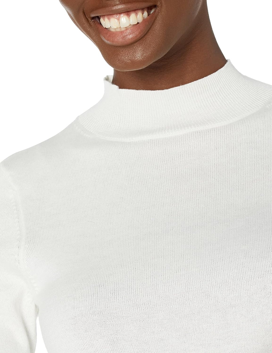image:imageAmazon Essentials Womens Lightweight Mock Neck Pullover Sweater Regular Fit Available in Plus SizeIvory