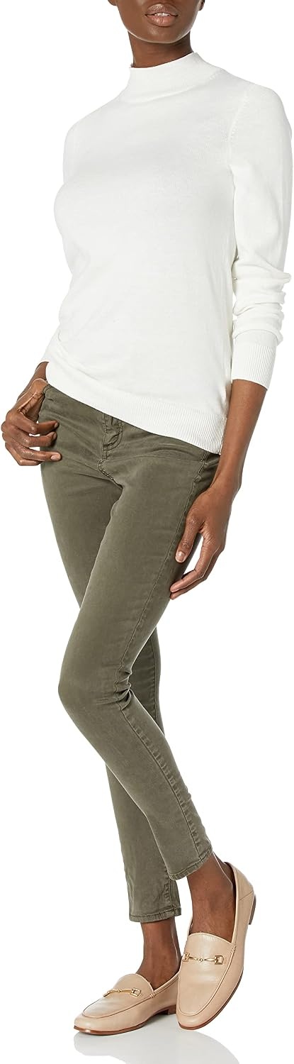 image:imageAmazon Essentials Womens Lightweight Mock Neck Pullover Sweater Regular Fit Available in Plus SizeIvory