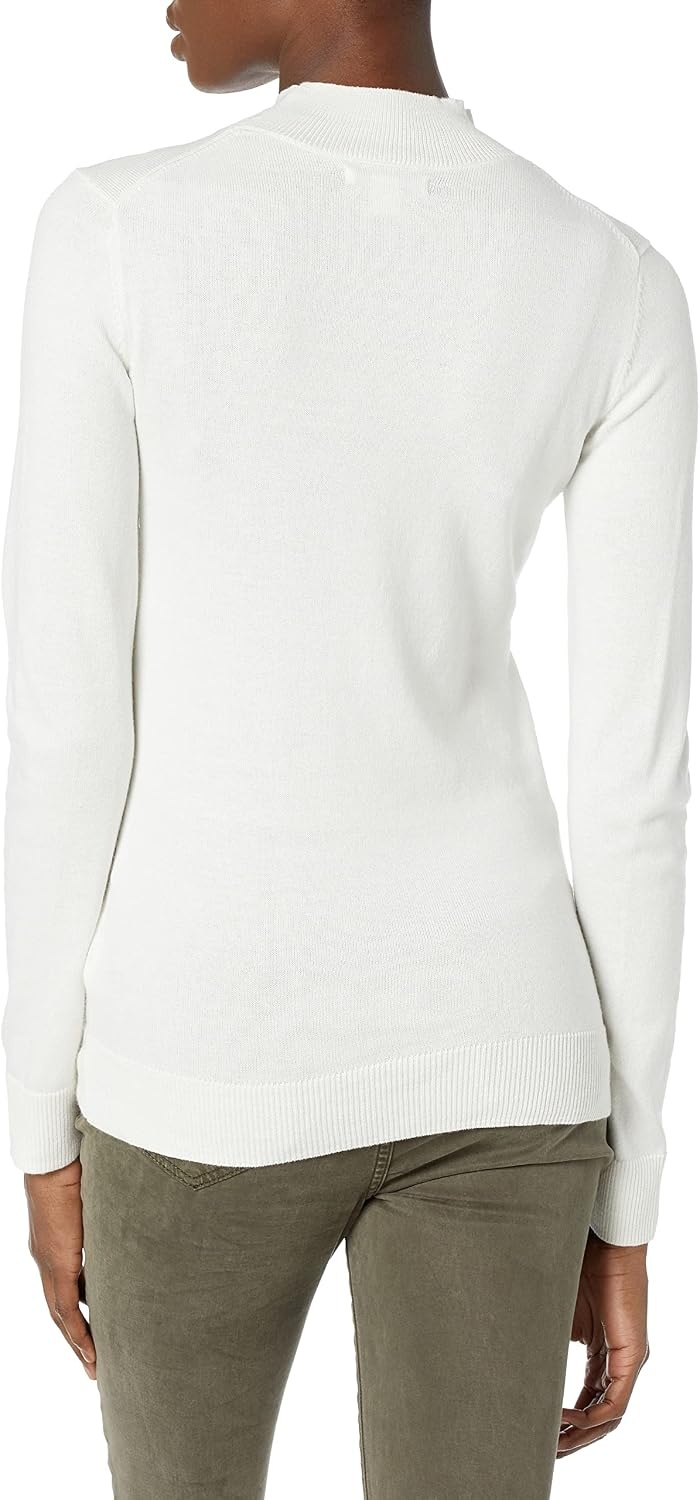 image:imageAmazon Essentials Womens Lightweight Mock Neck Pullover Sweater Regular Fit Available in Plus SizeIvory