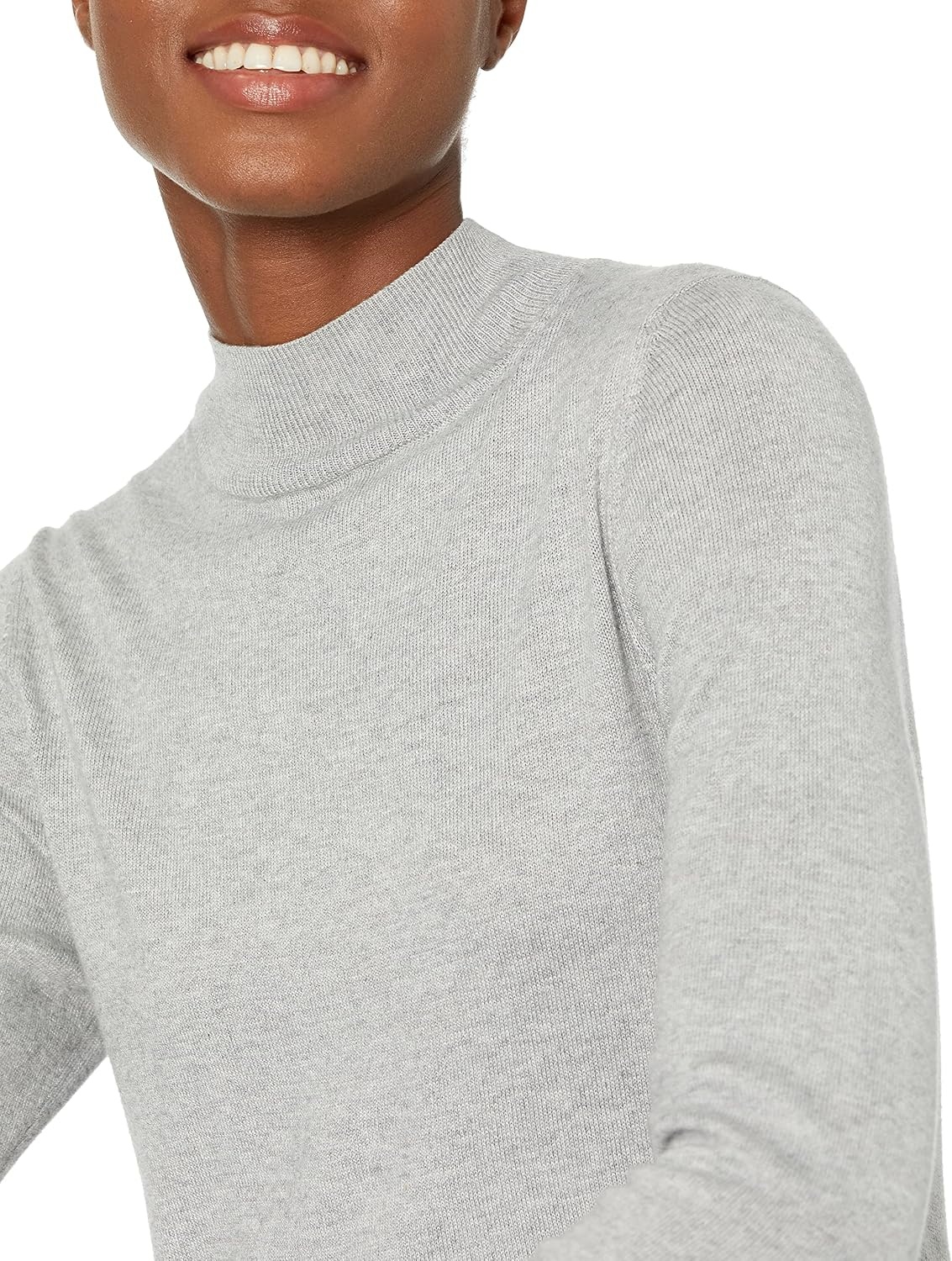 image:imageAmazon Essentials Womens Lightweight Mock Neck Pullover Sweater Regular Fit Available in Plus SizeLight Grey Heather