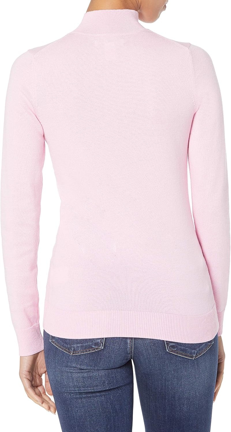 image:imageAmazon Essentials Womens Lightweight Mock Neck Pullover Sweater Regular Fit Available in Plus SizeLight Pink