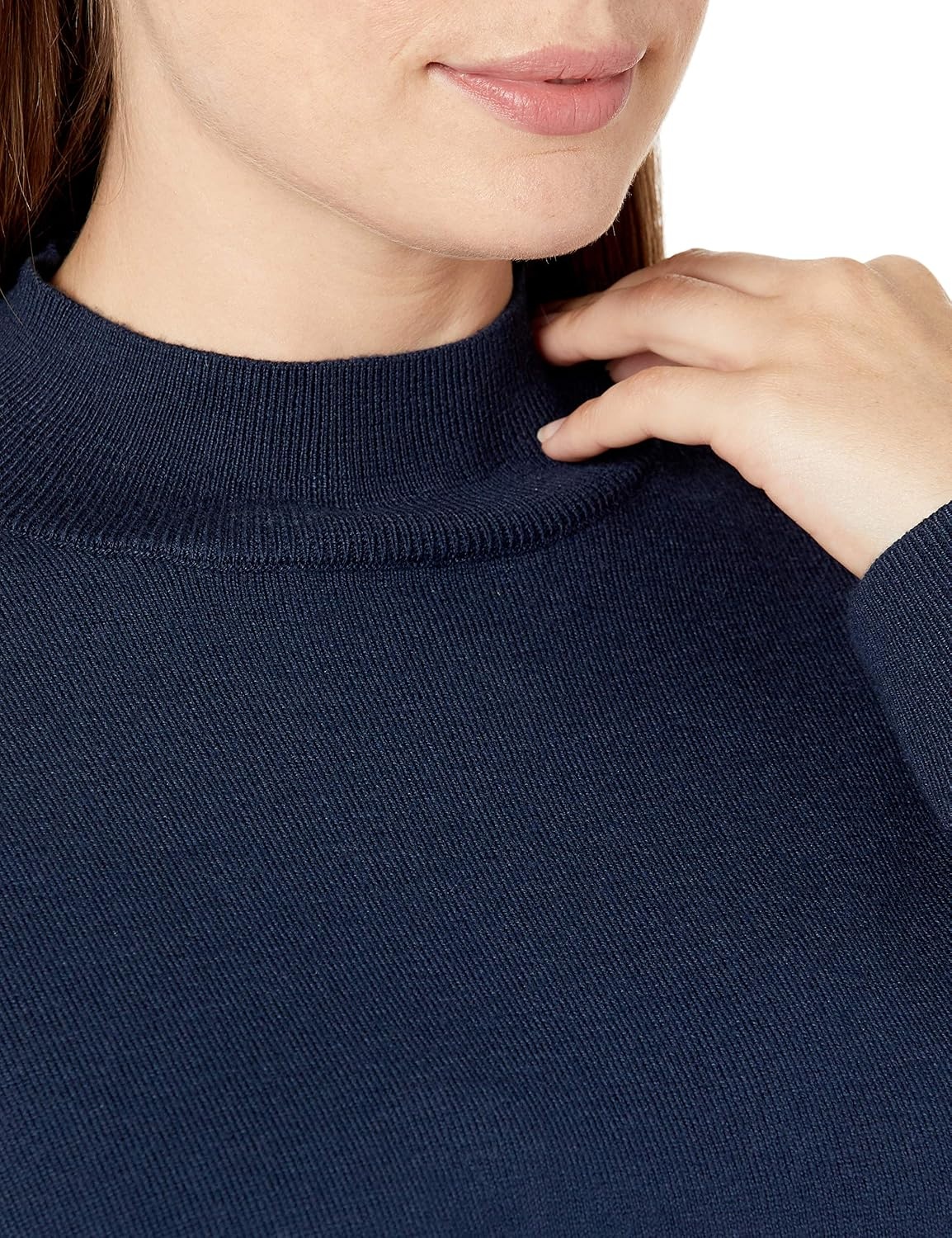 image:imageAmazon Essentials Womens Lightweight Mock Neck Pullover Sweater Regular Fit Available in Plus SizeNavy