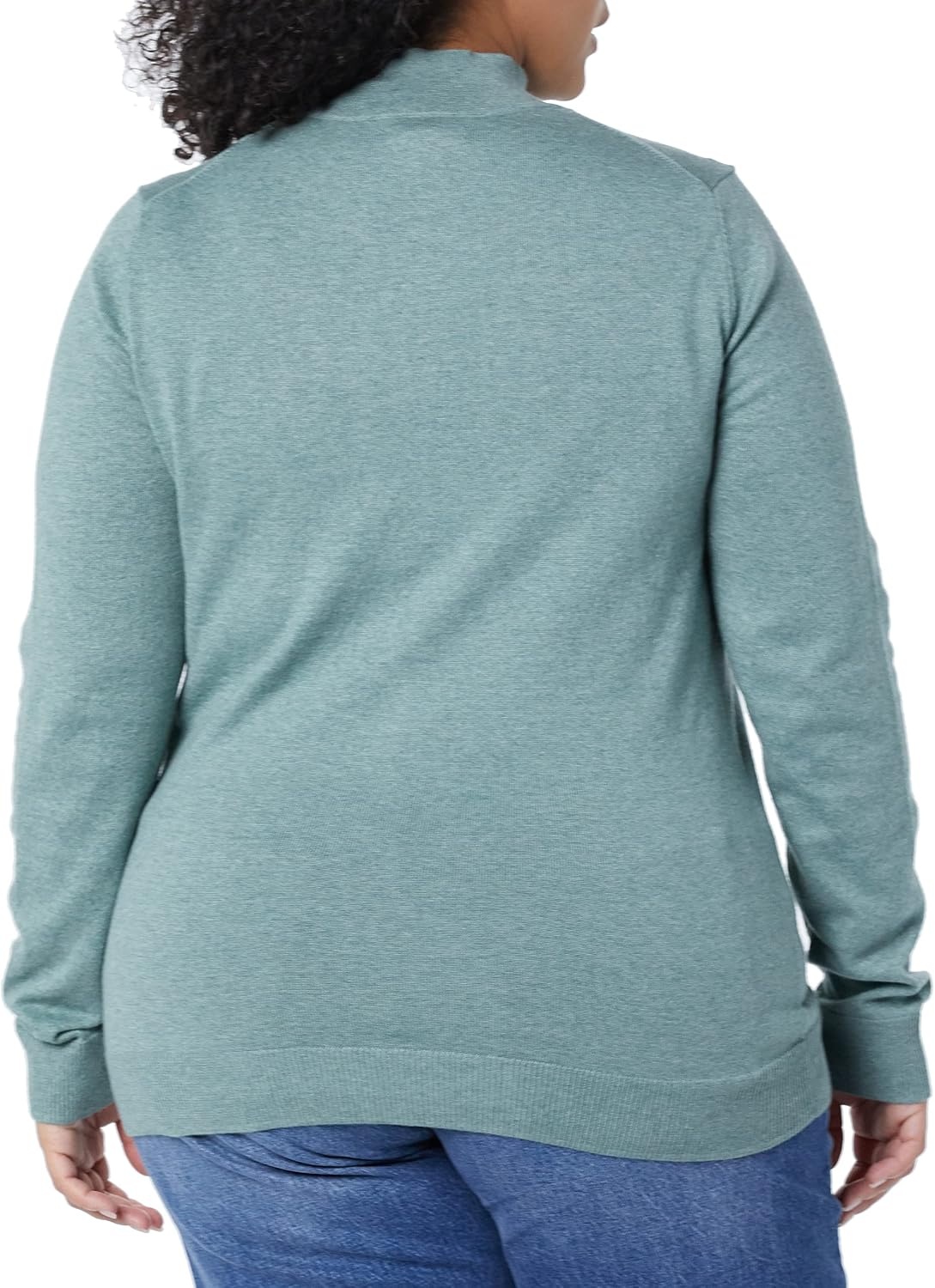 image:imageAmazon Essentials Womens Lightweight Mock Neck Pullover Sweater Regular Fit Available in Plus SizeSage Green Heather