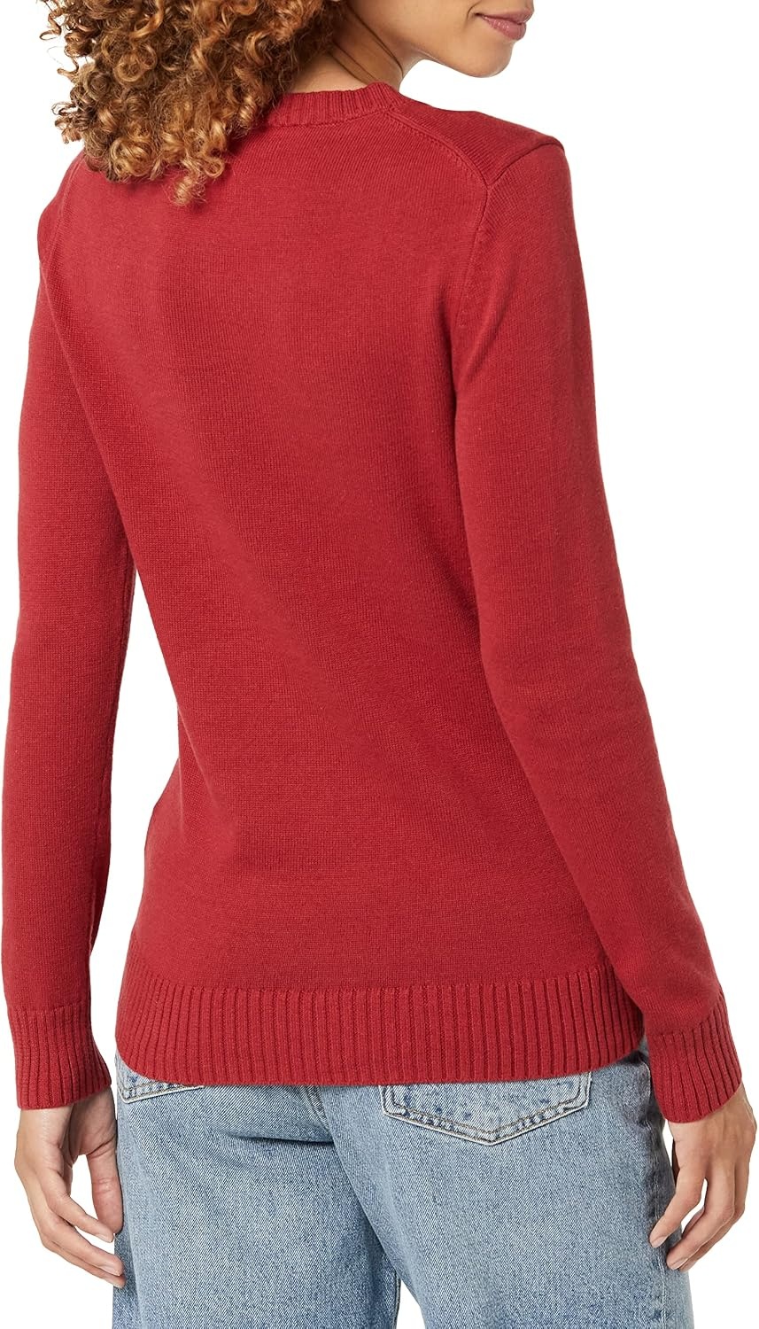 image:imageAmazon Essentials Womens Lightweight Soft Crewneck Sweater 100 Cotton PlusDark Red