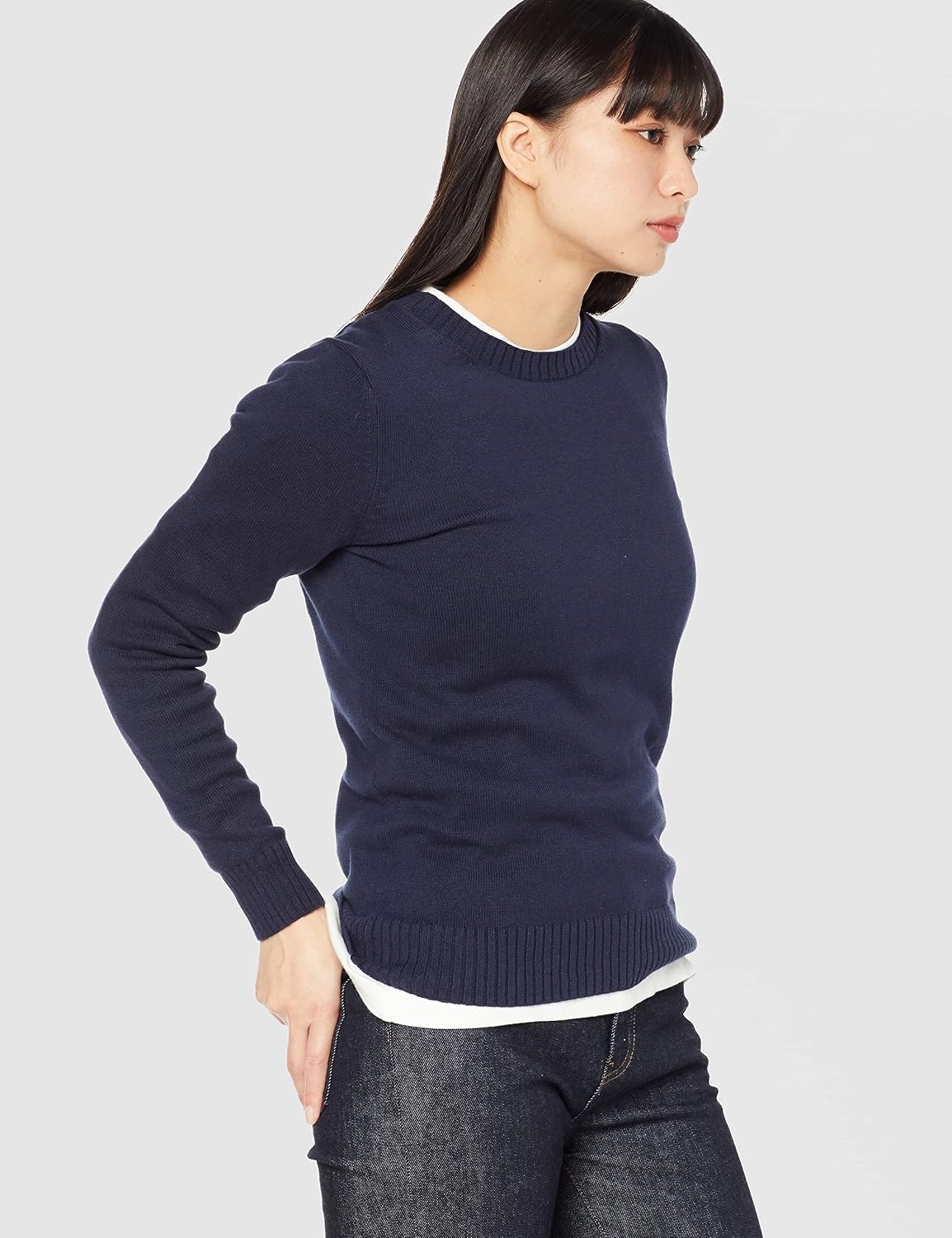 image:imageAmazon Essentials Womens Lightweight Soft Crewneck Sweater 100 Cotton PlusNavy