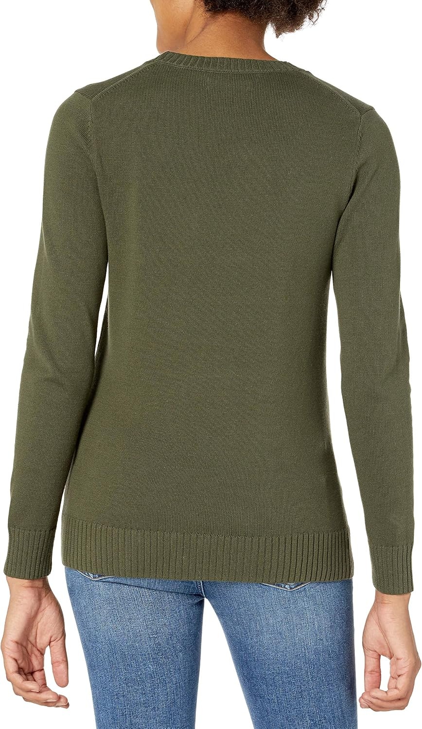 image:imageAmazon Essentials Womens Lightweight Soft Crewneck Sweater 100 Cotton PlusOlive