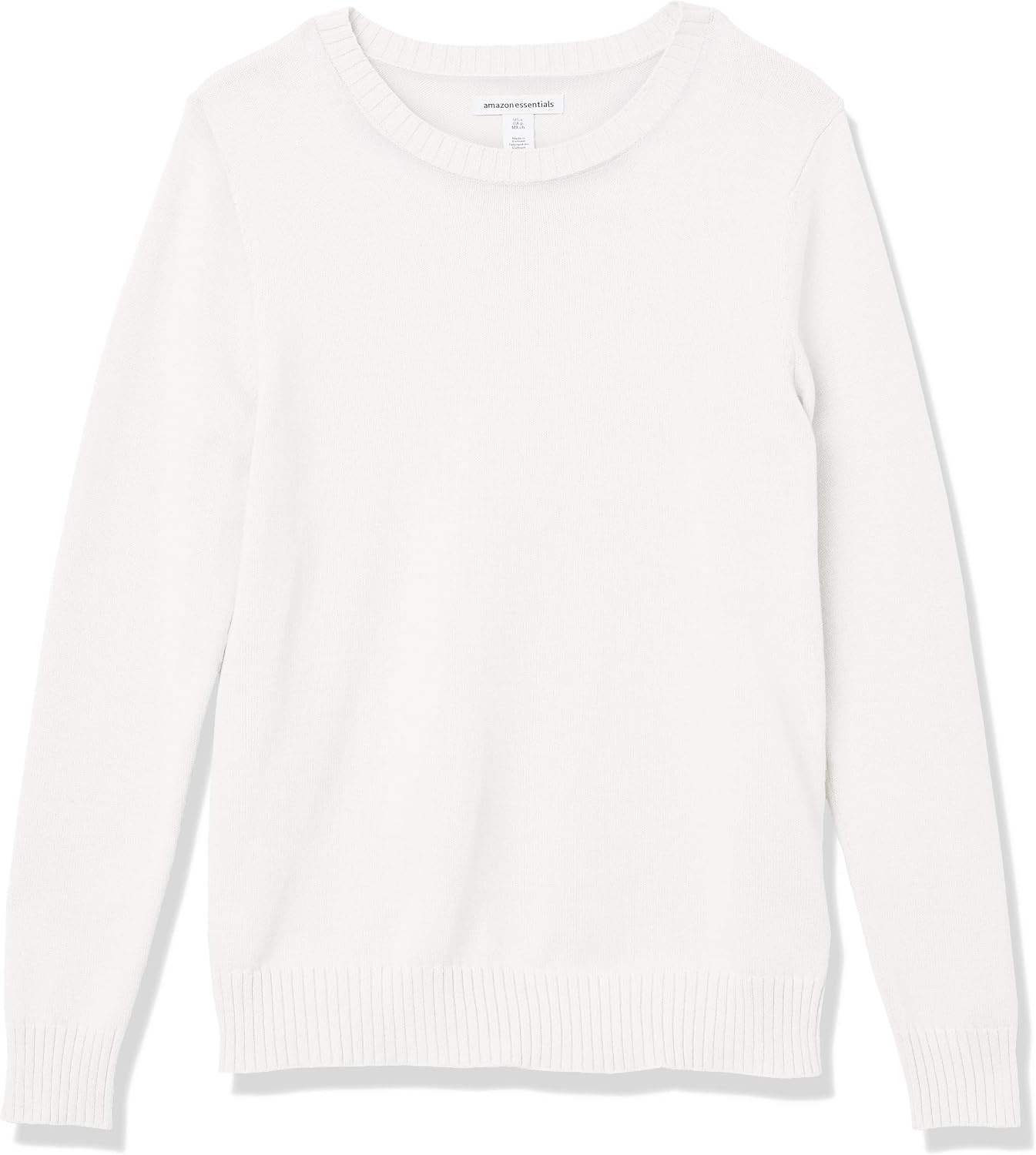 image:imageAmazon Essentials Womens Lightweight Soft Crewneck Sweater 100 Cotton PlusWhite