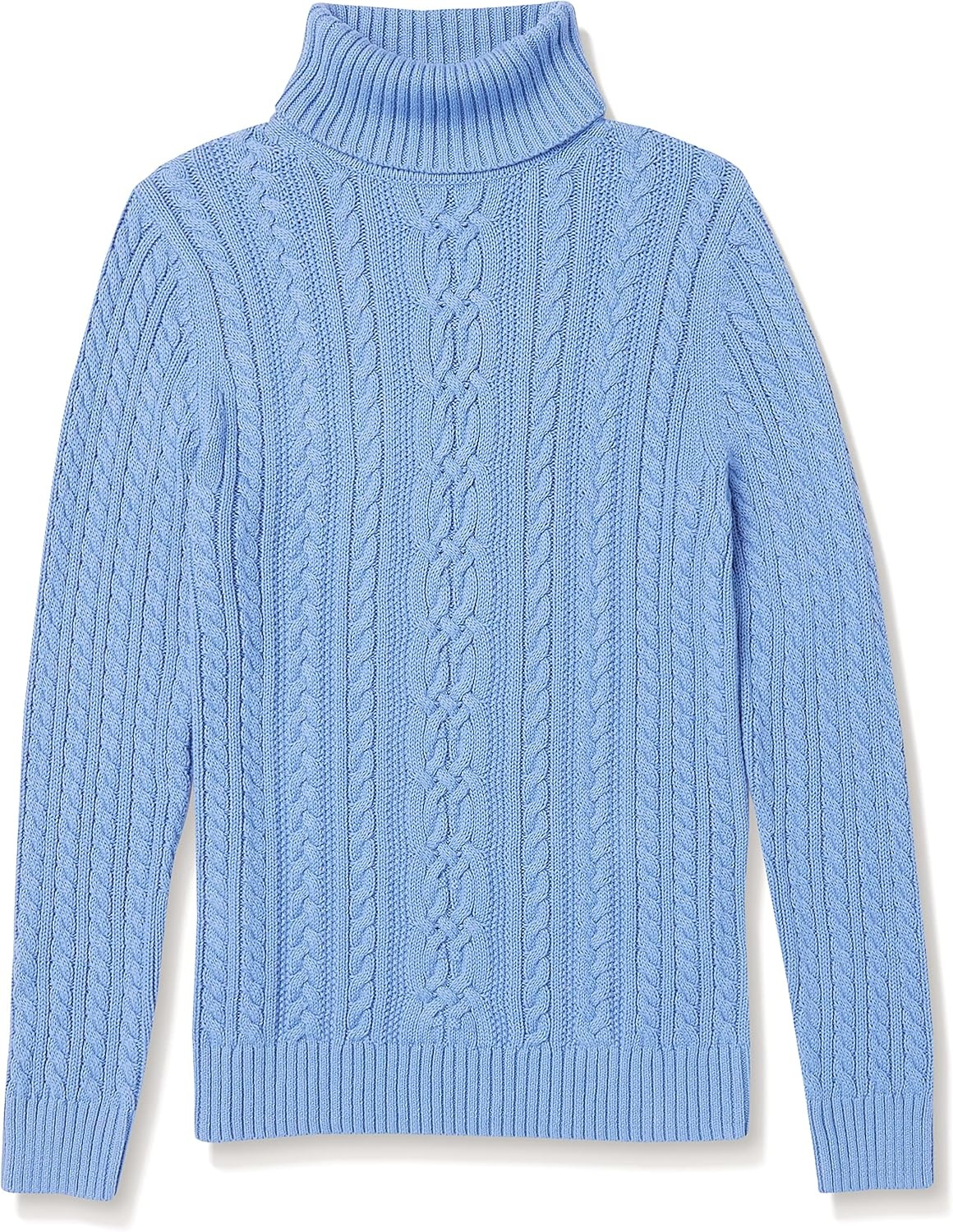 image:imageAmazon Essentials Womens Long Sleeve Fisherman Cable Knit Turtleneck Sweater Available in Plus SizeBlue