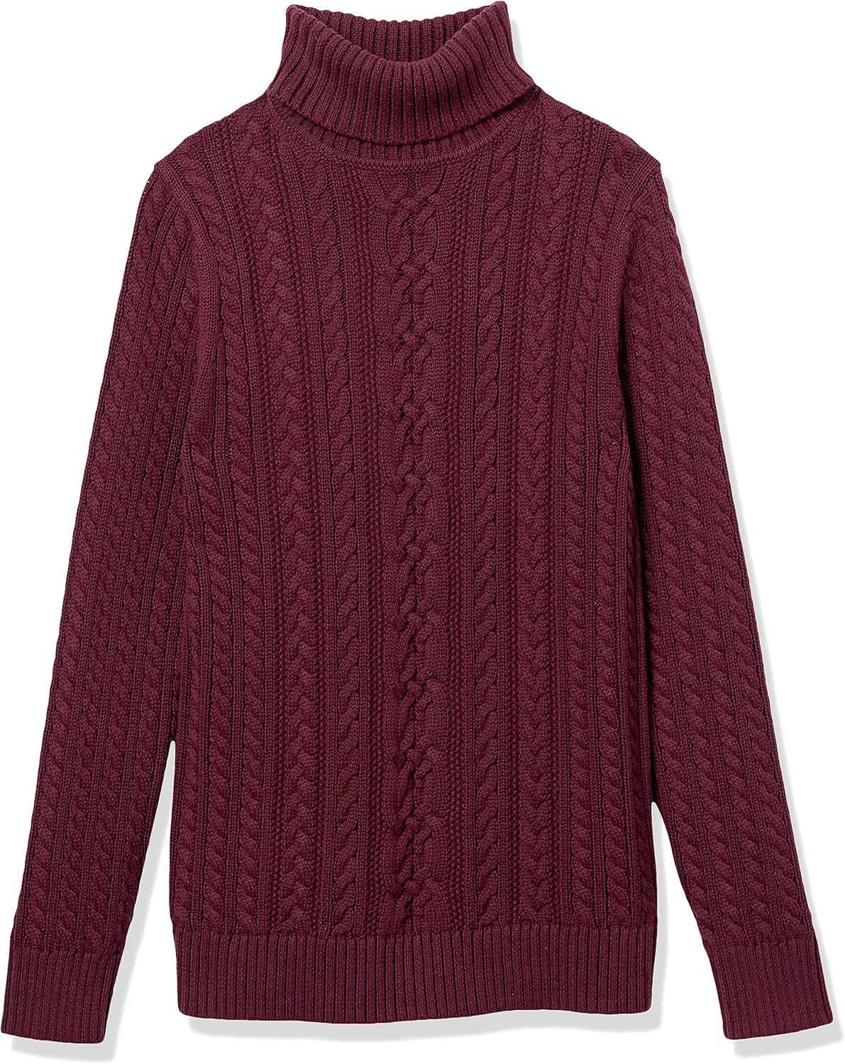 image:imageAmazon Essentials Womens Long Sleeve Fisherman Cable Knit Turtleneck Sweater Available in Plus SizeBurgundy