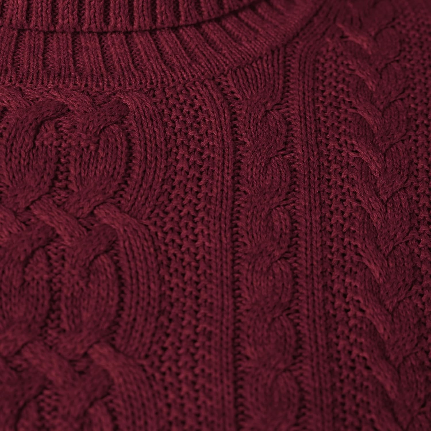 image:imageAmazon Essentials Womens Long Sleeve Fisherman Cable Knit Turtleneck Sweater Available in Plus SizeBurgundy