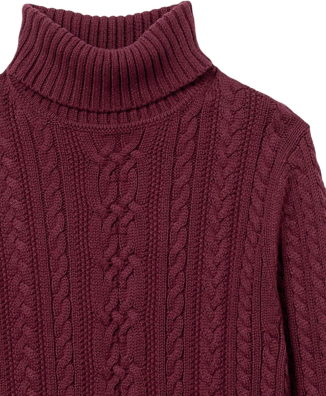 image:imageAmazon Essentials Womens Long Sleeve Fisherman Cable Knit Turtleneck Sweater Available in Plus SizeBurgundy