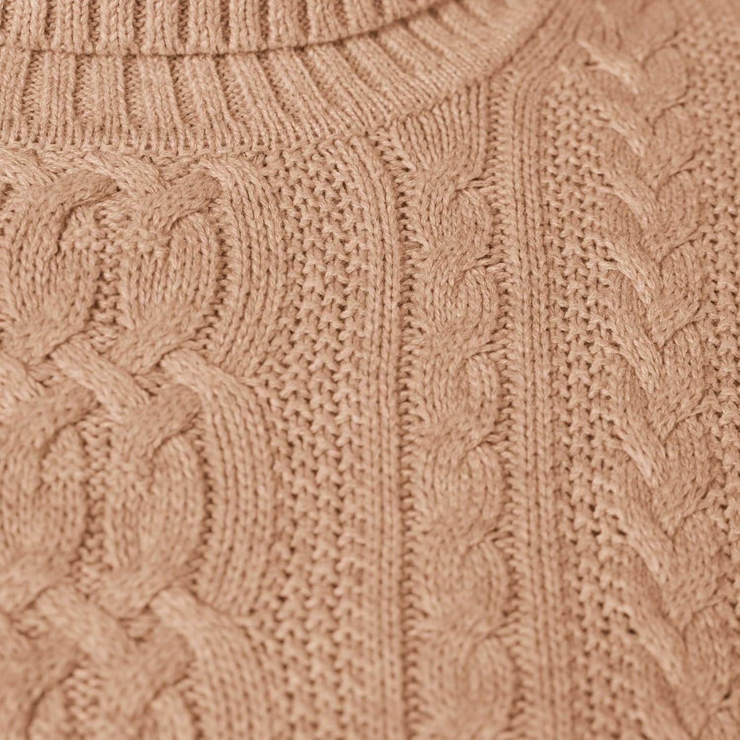 image:imageAmazon Essentials Womens Long Sleeve Fisherman Cable Knit Turtleneck Sweater Available in Plus SizeCamel Heather