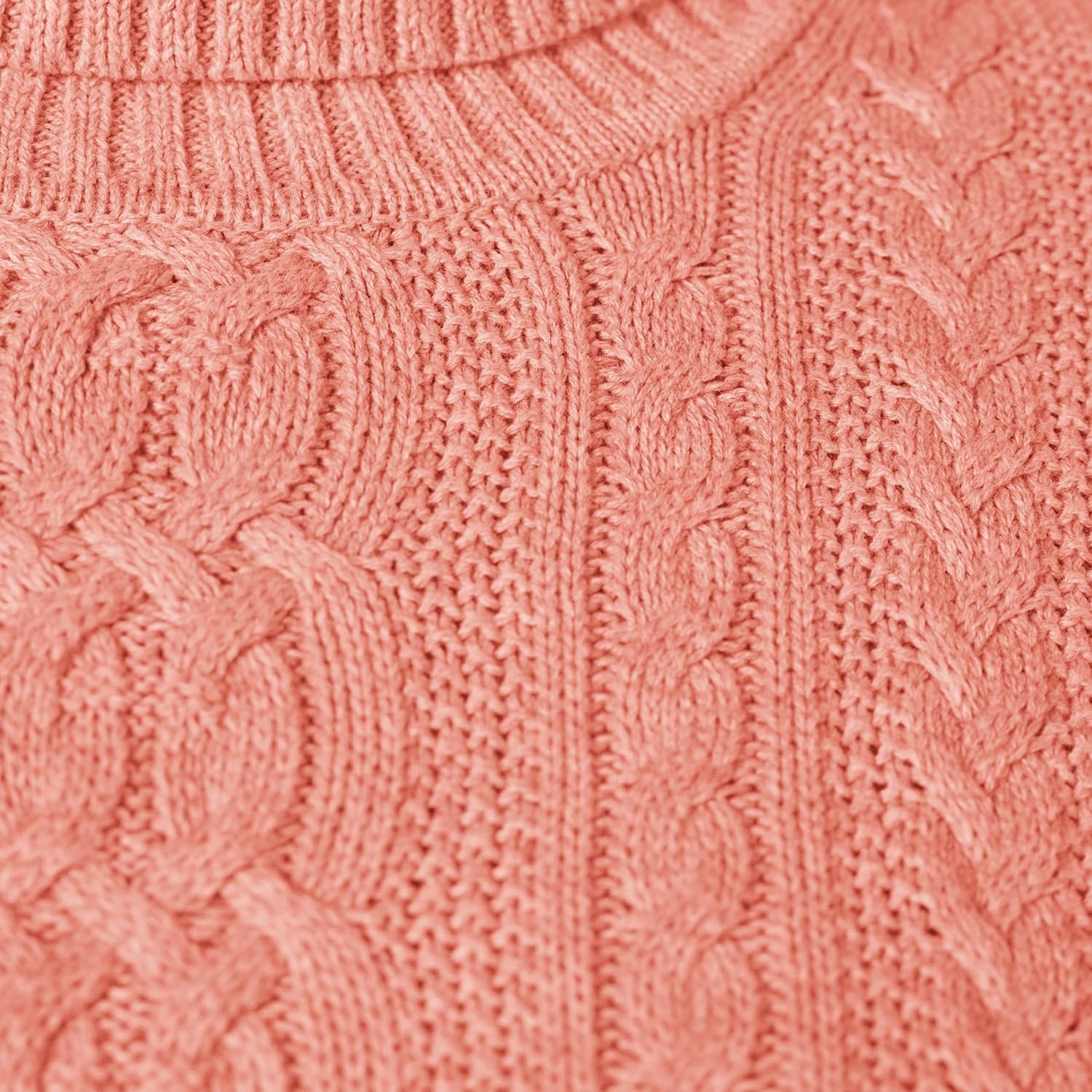 image:imageAmazon Essentials Womens Long Sleeve Fisherman Cable Knit Turtleneck Sweater Available in Plus SizeCoral Pink