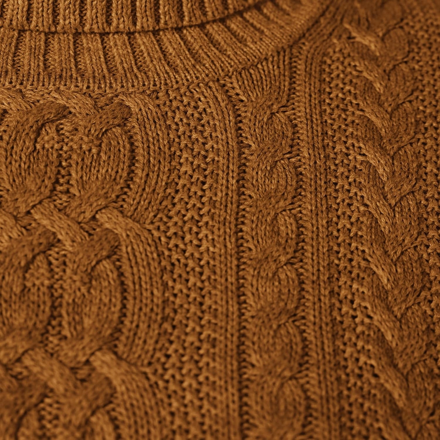 image:imageAmazon Essentials Womens Long Sleeve Fisherman Cable Knit Turtleneck Sweater Available in Plus SizeDark Chestnut Brown Heather