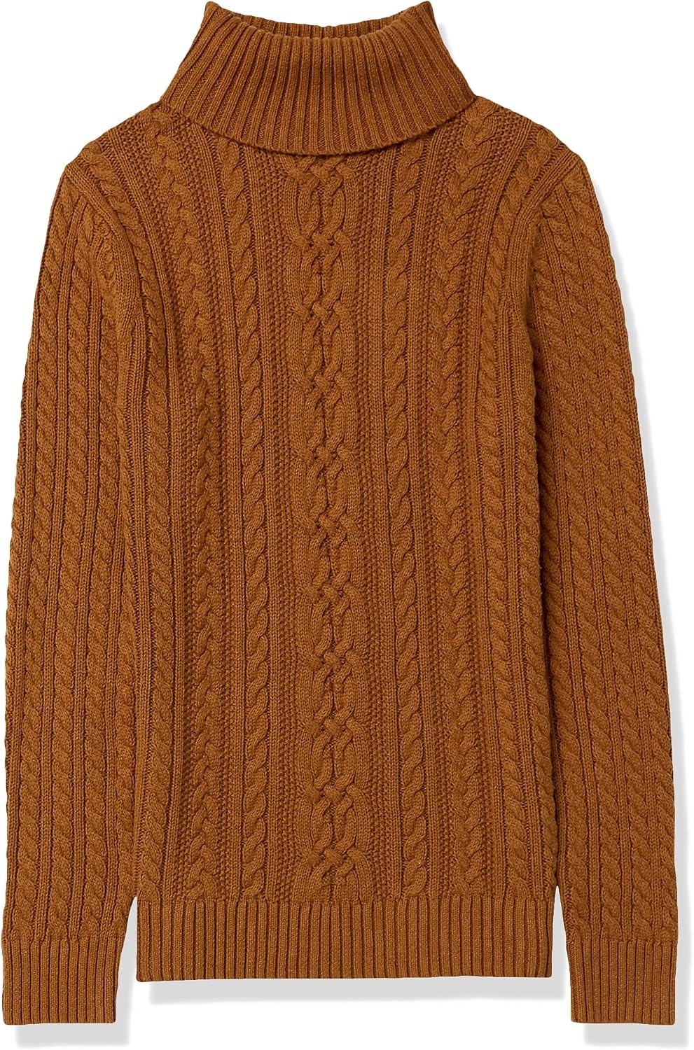 image:imageAmazon Essentials Womens Long Sleeve Fisherman Cable Knit Turtleneck Sweater Available in Plus SizeDark Chestnut Brown Heather