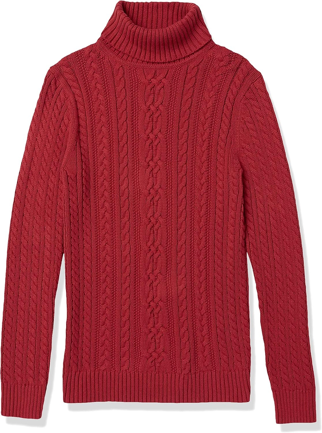 image:imageAmazon Essentials Womens Long Sleeve Fisherman Cable Knit Turtleneck Sweater Available in Plus SizeDark Red