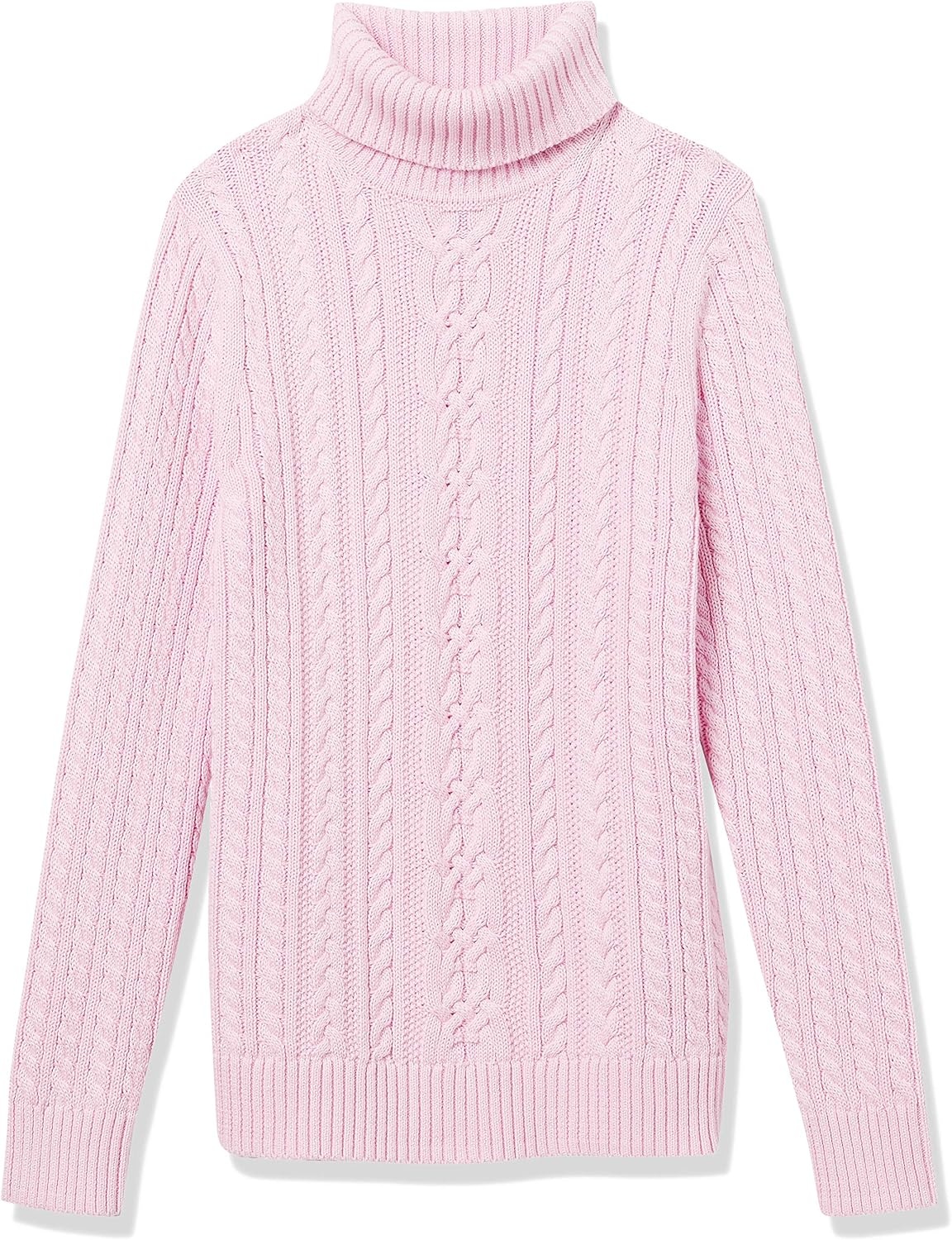 image:imageAmazon Essentials Womens Long Sleeve Fisherman Cable Knit Turtleneck Sweater Available in Plus SizeLight Pink