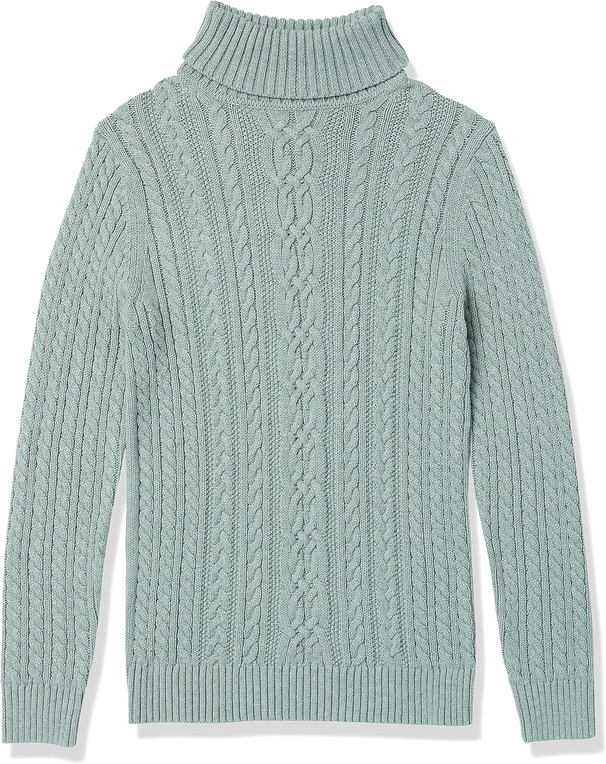 image:imageAmazon Essentials Womens Long Sleeve Fisherman Cable Knit Turtleneck Sweater Available in Plus SizeSage Green Heather