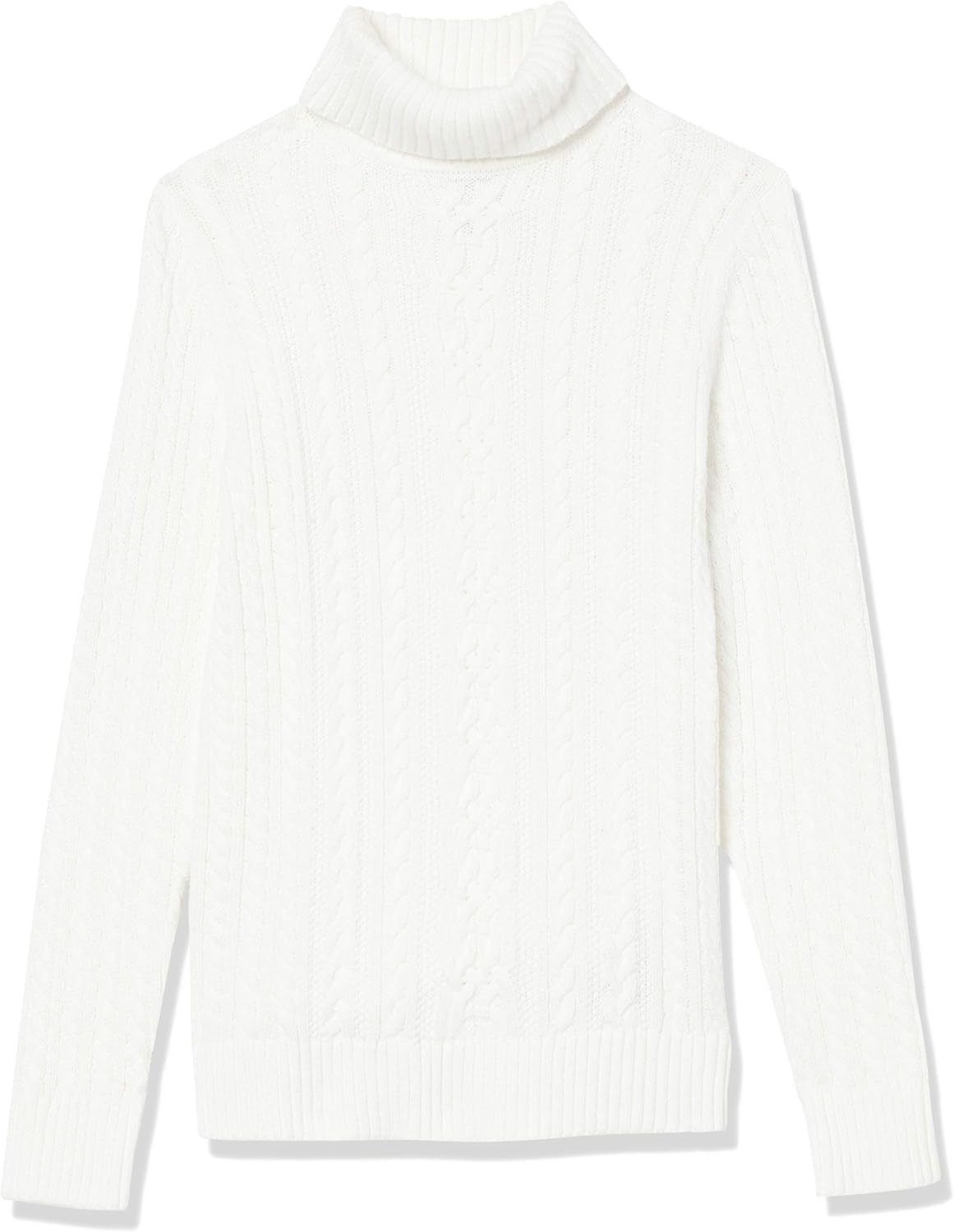 image:imageAmazon Essentials Womens Long Sleeve Fisherman Cable Knit Turtleneck Sweater Available in Plus SizeWhite