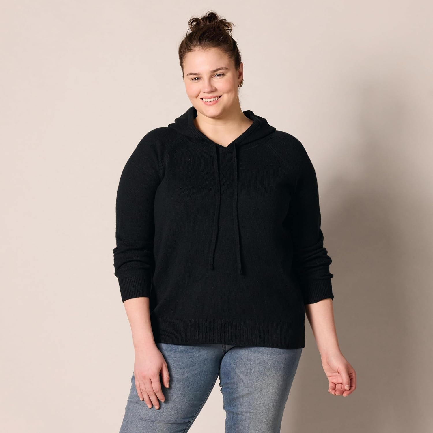 image:imageAmazon Essentials Womens Long Sleeve Soft Touch Hooded Pullover SweaterBlack