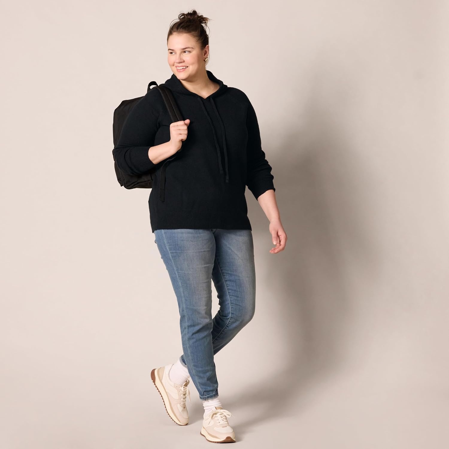 image:imageAmazon Essentials Womens Long Sleeve Soft Touch Hooded Pullover SweaterBlack