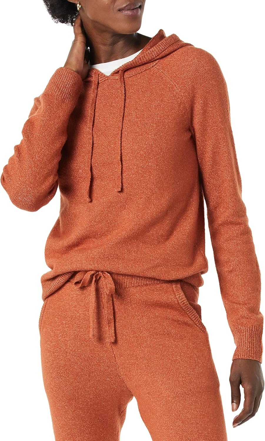 image:imageAmazon Essentials Womens Long Sleeve Soft Touch Hooded Pullover SweaterCaramel
