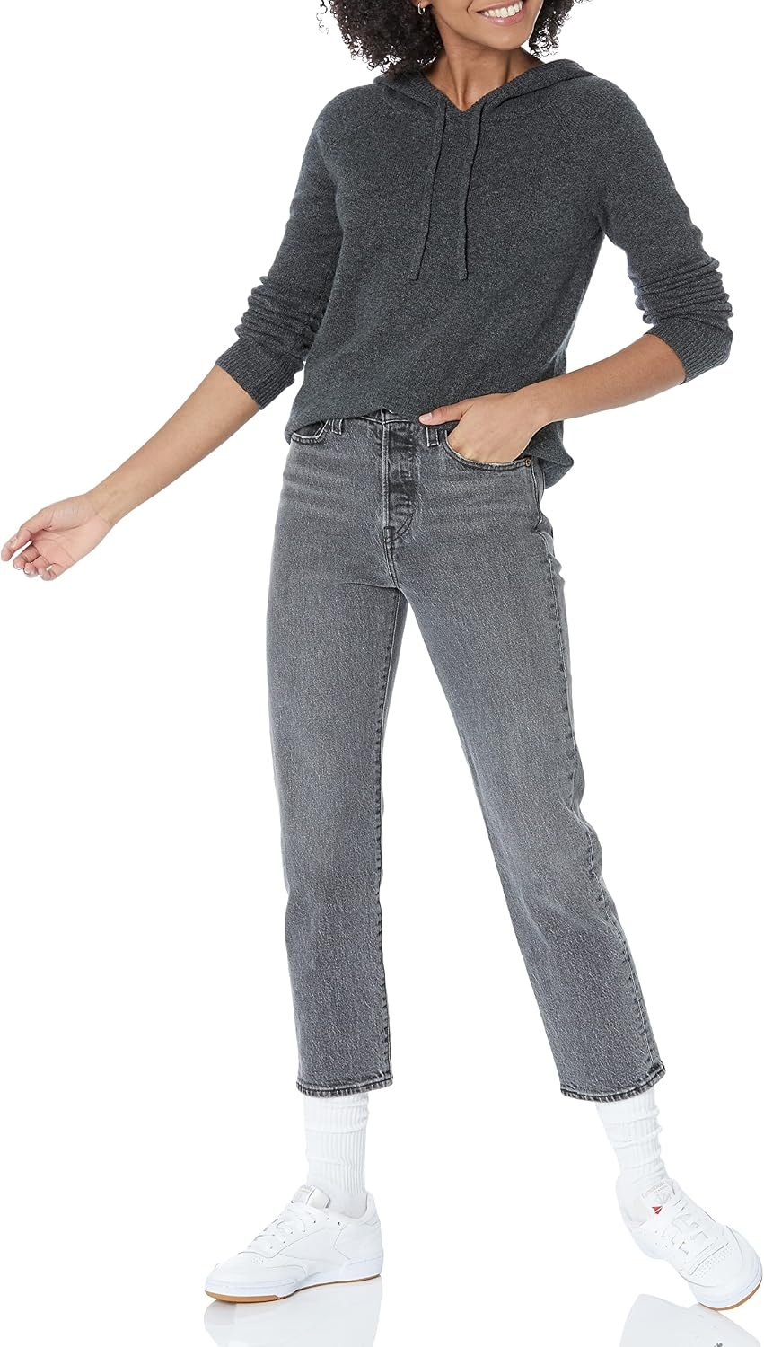 image:imageAmazon Essentials Womens Long Sleeve Soft Touch Hooded Pullover SweaterCharcoal Heather